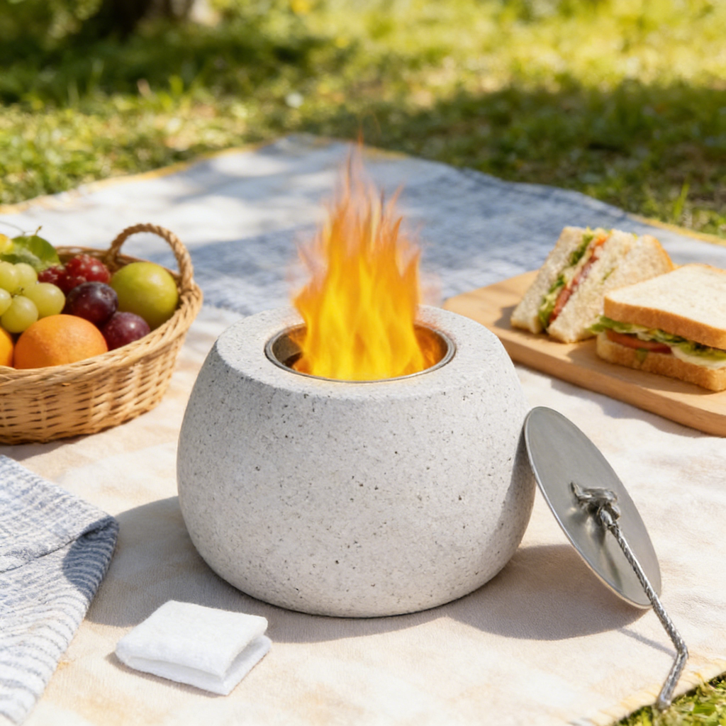 Petite Round Concrete Tabletop Fire Bowl（no alcohol）