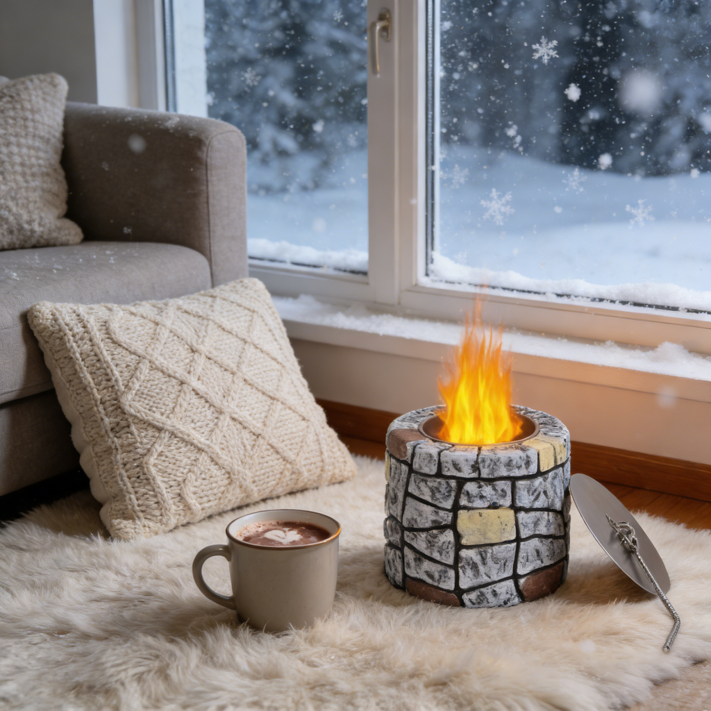 Mini Stacked Stone Concrete Tabletop Fire Bowl（no alcohol）