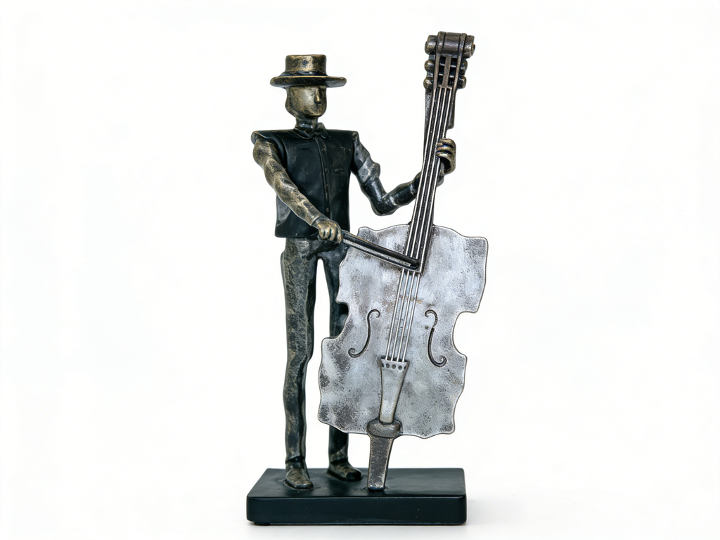 Heart Soars Musician with Cello Sculpture Figurine, Metal Art Decor, 12.8x3x4.7 Inches