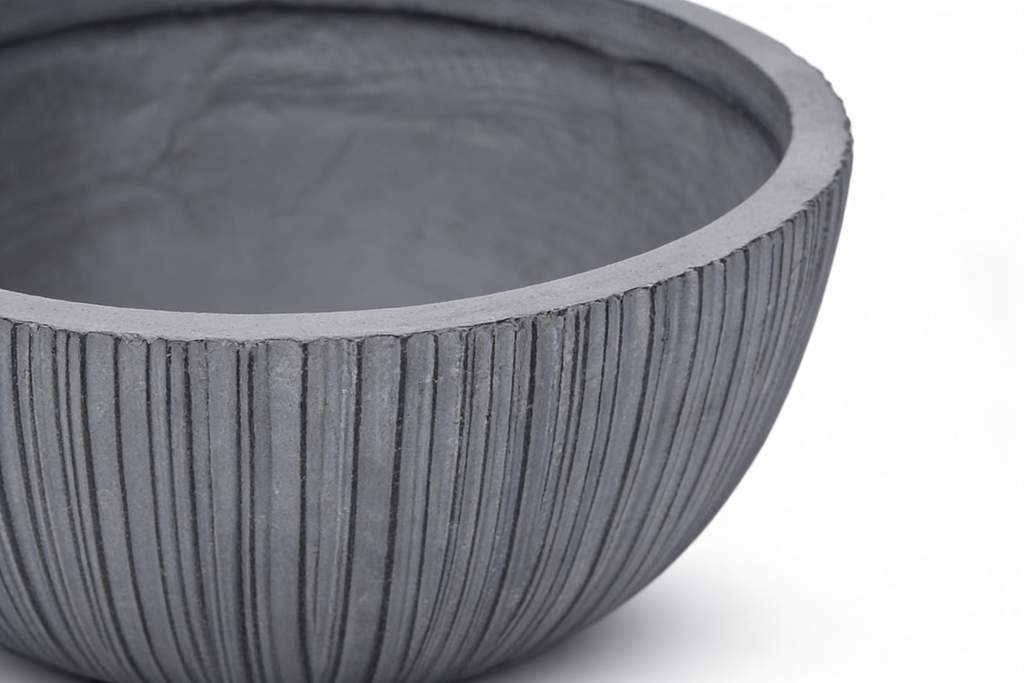 Heart Soars Textured Bowl Planters Set, Gray, Magnesium Oxide Material, 3 Pack, 11.4", 14.4", 16.9" Diameter
