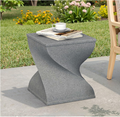 Heart Soars Outdoor Side Table, Concrete Side Table, Cement Side Tables for Indoor Modern Art Deco, Round Accent Table for Outside Plant Stand, Artistic Style Tables Garden Stool for Patio (White)