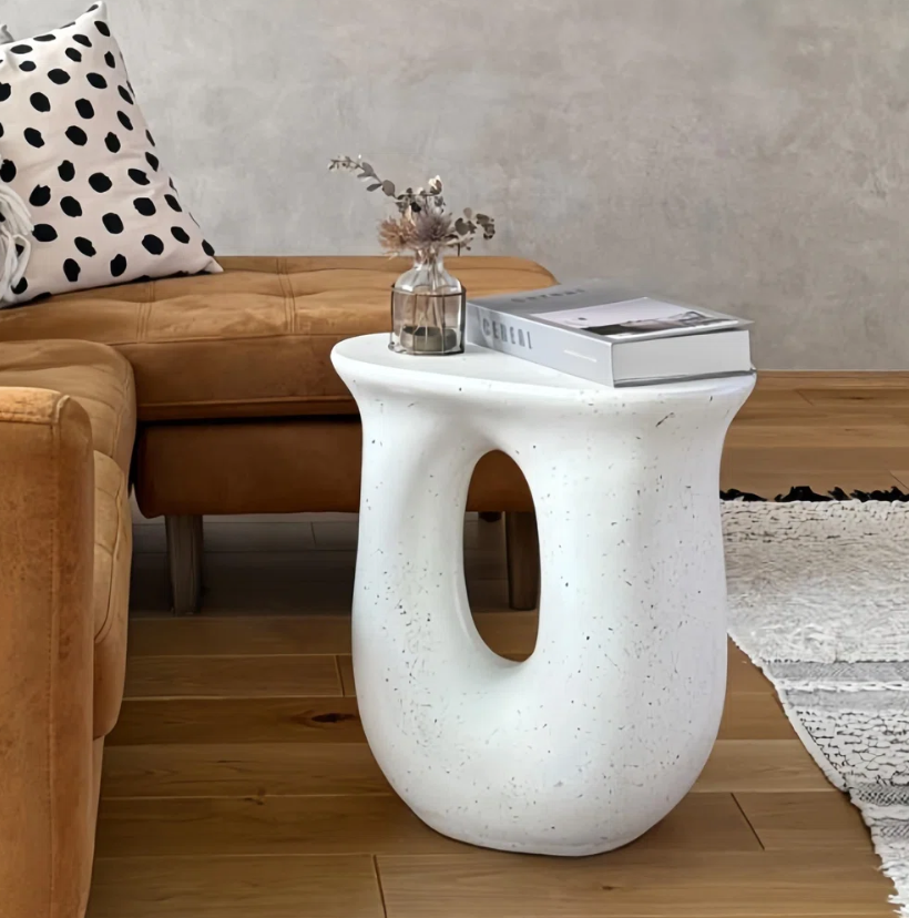 Heart Soars MGO Side Table U-Shaped Side Table Concrete Accent Coffee Table