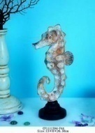 Heart Soars Seahorse Sculpture Figurine, Decorative Coastal Home Decor, Beige with Black Base, 10.4 x 3.1 x 5.1 Inches