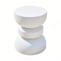 Heart Soars MGO Side Table, Modern Stacked Design, White Speckled Finish, Outdoor Patio Accent Table