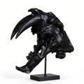 Heart Soars Animal Skull Sculpture Decorative Art Piece, Black, 33x21x49 CM, with Display Stand