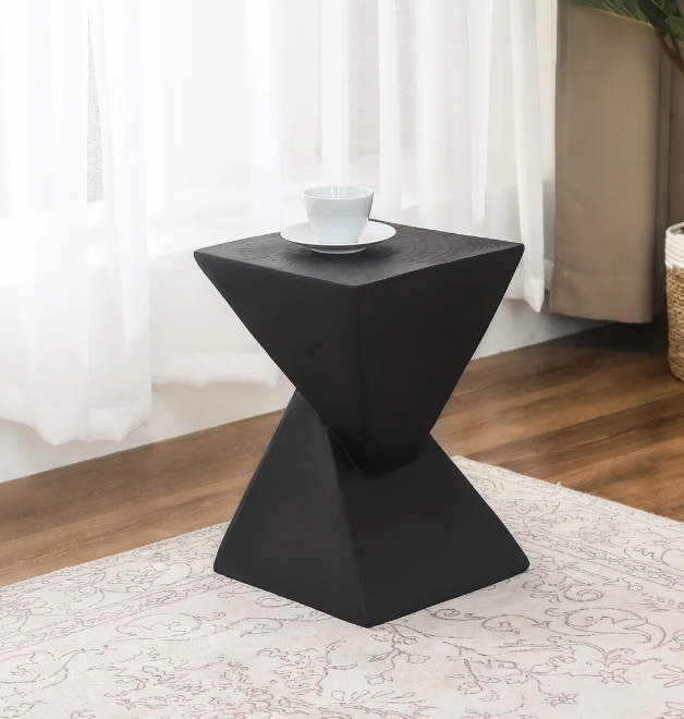 Heart Soars Nordic Wabi-Sabi Wood-Look Geometric Diamond Accent Table for Living Room Side Table