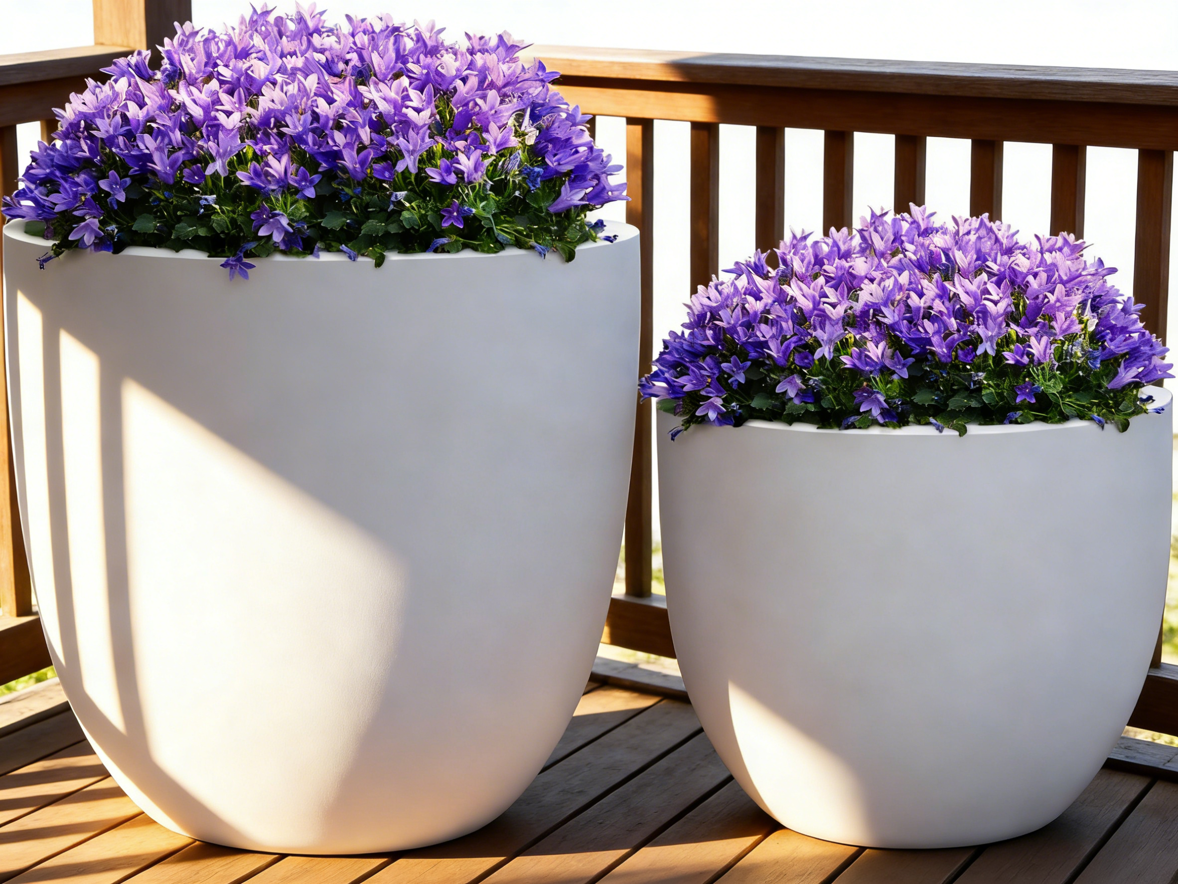 Heart Soars Smooth Round Planters Set of 2, White, Magnesium Oxide, Large 17.7x17.7x16.9 Inches and Medium 13.8x13.8x12 Inches