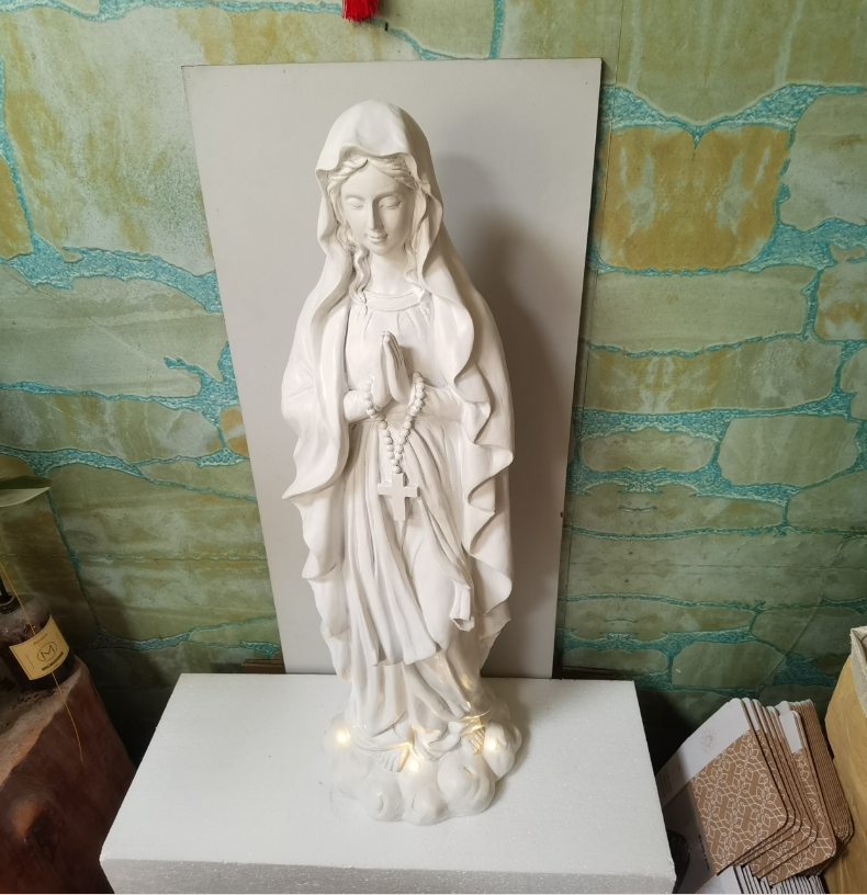Virgin Mary Statue 31.49 Inch Religious Garden Statue Solar Mary Statue Outdoor Yard Patio Deck Home Entryway Hallway Sculpture
