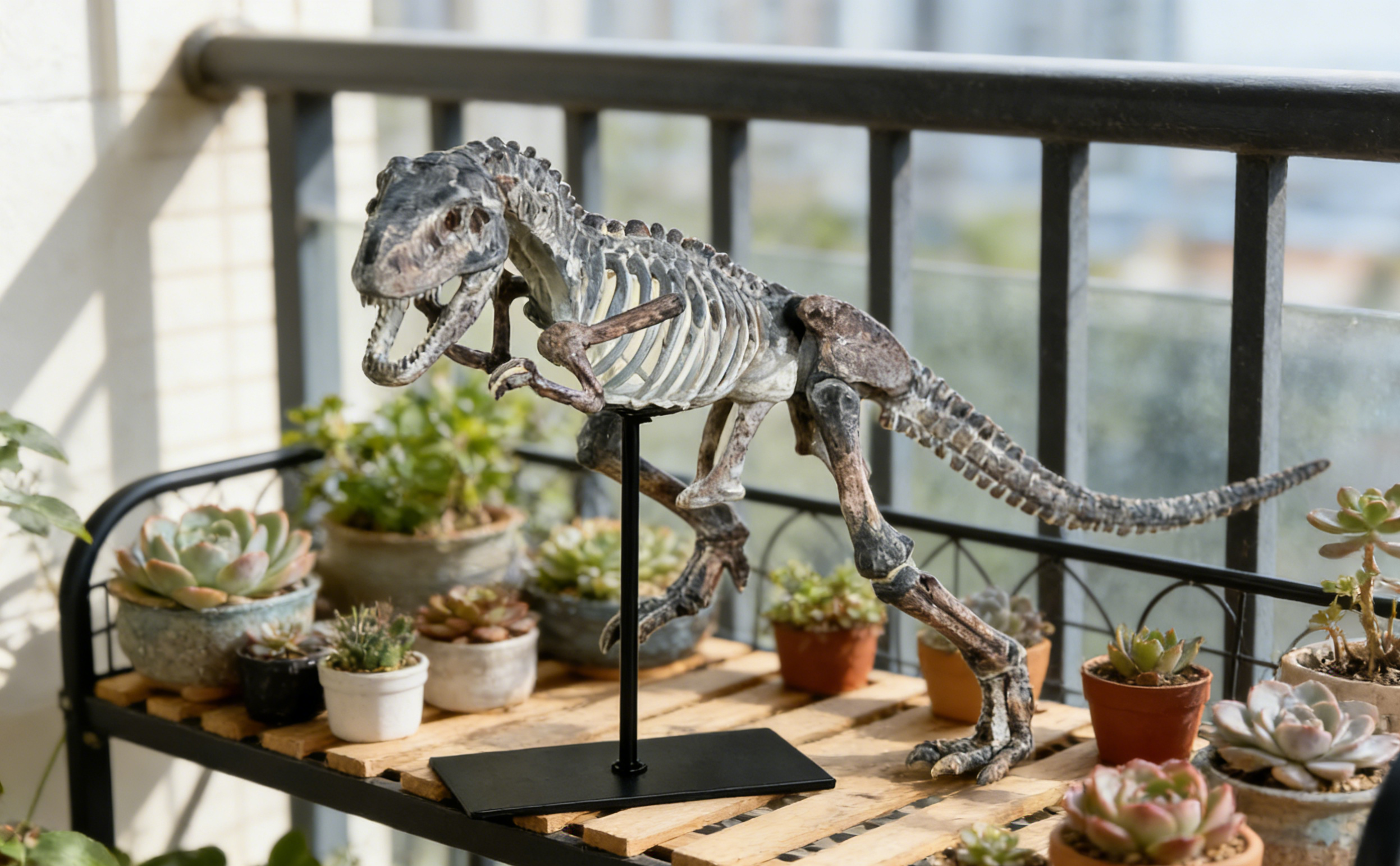 Velociraptor Dinosaur Skeleton Statue | 61×22.5×36 CM | Prehistoric Home Decor 🦴
