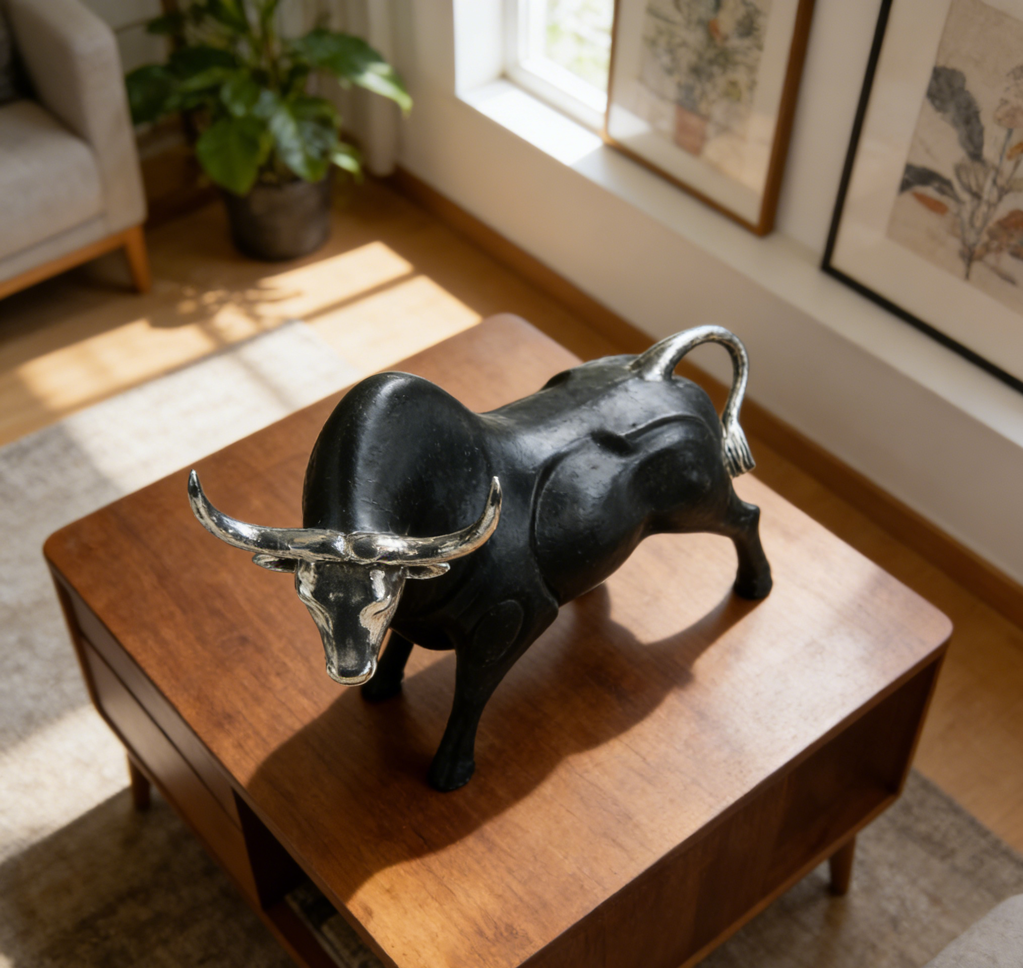 Electroplated Bull Statue | 38×22×26.5 CM | Modern Home & Office Decor ✨