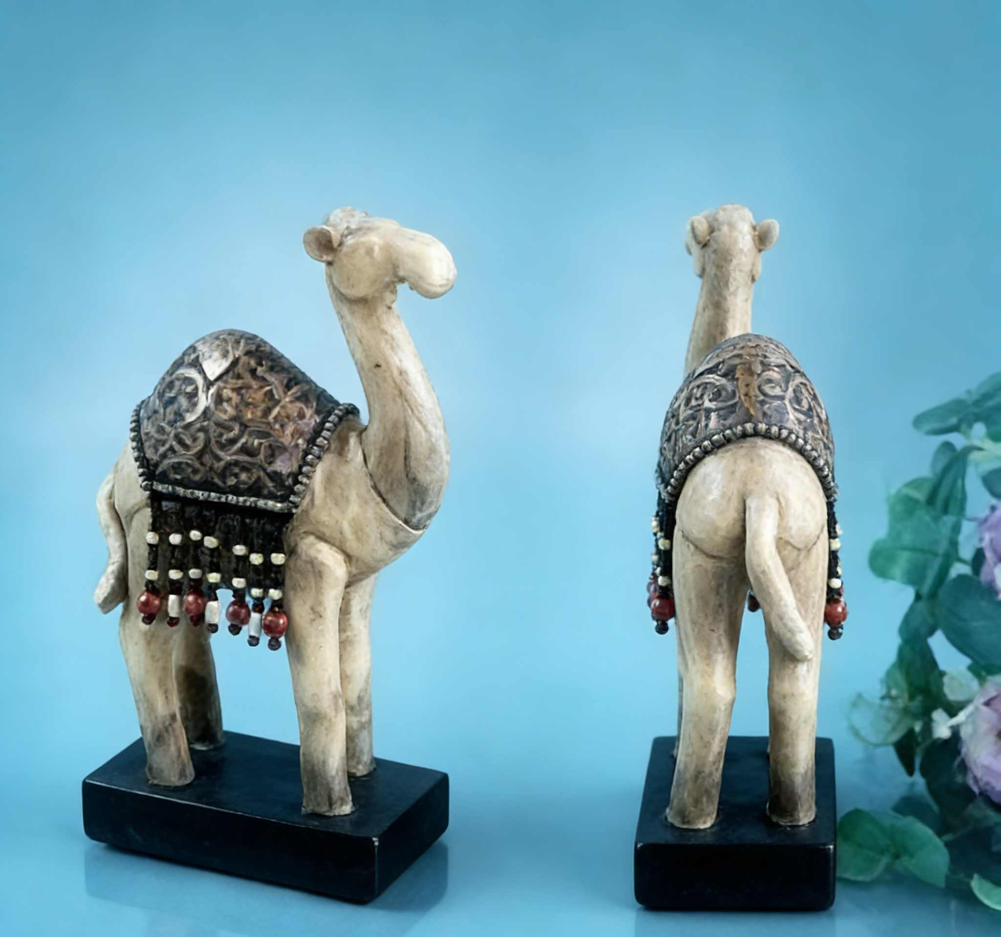 Bohemian Camel Sculpture | Vintage Style Desert Animal Figurine | Rustic Home Decor for Shelves & Tables