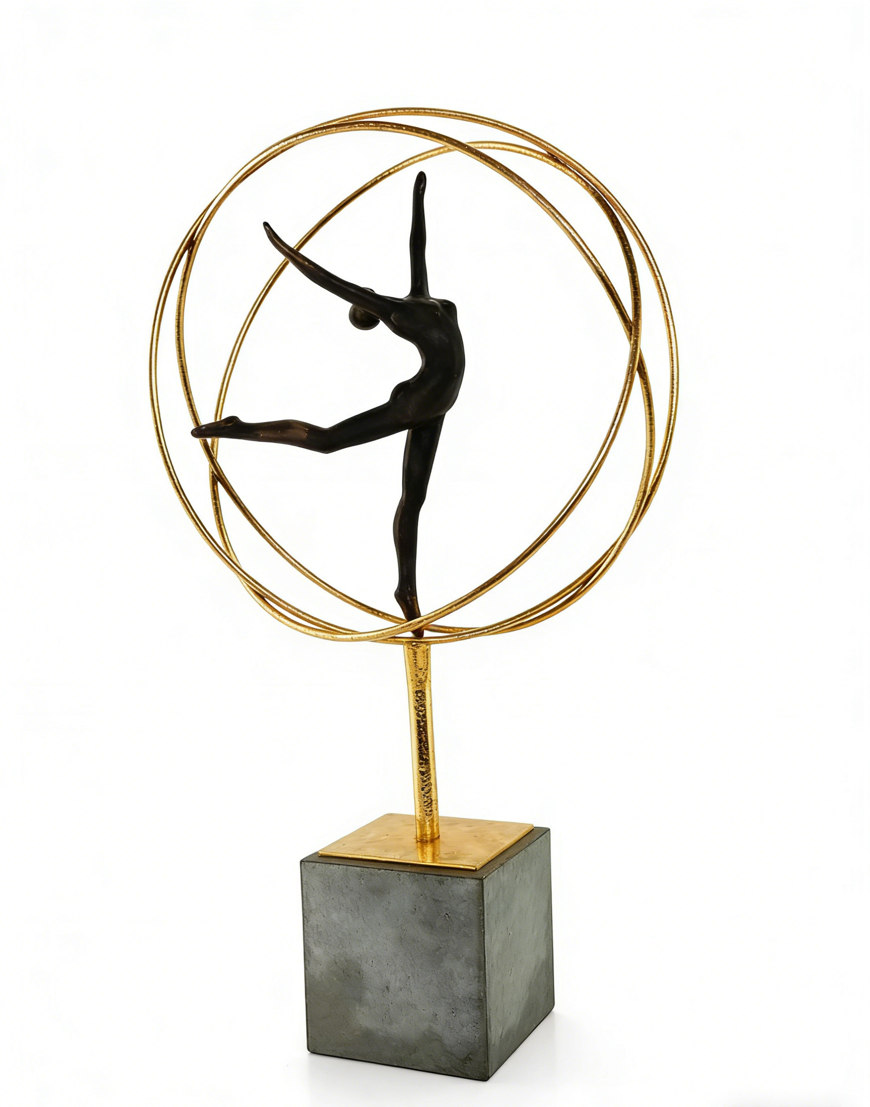 Artistic Gymnastics Figure Sculpture | 31×14×54 CM | Modern Gold & Black Home Decor ✨