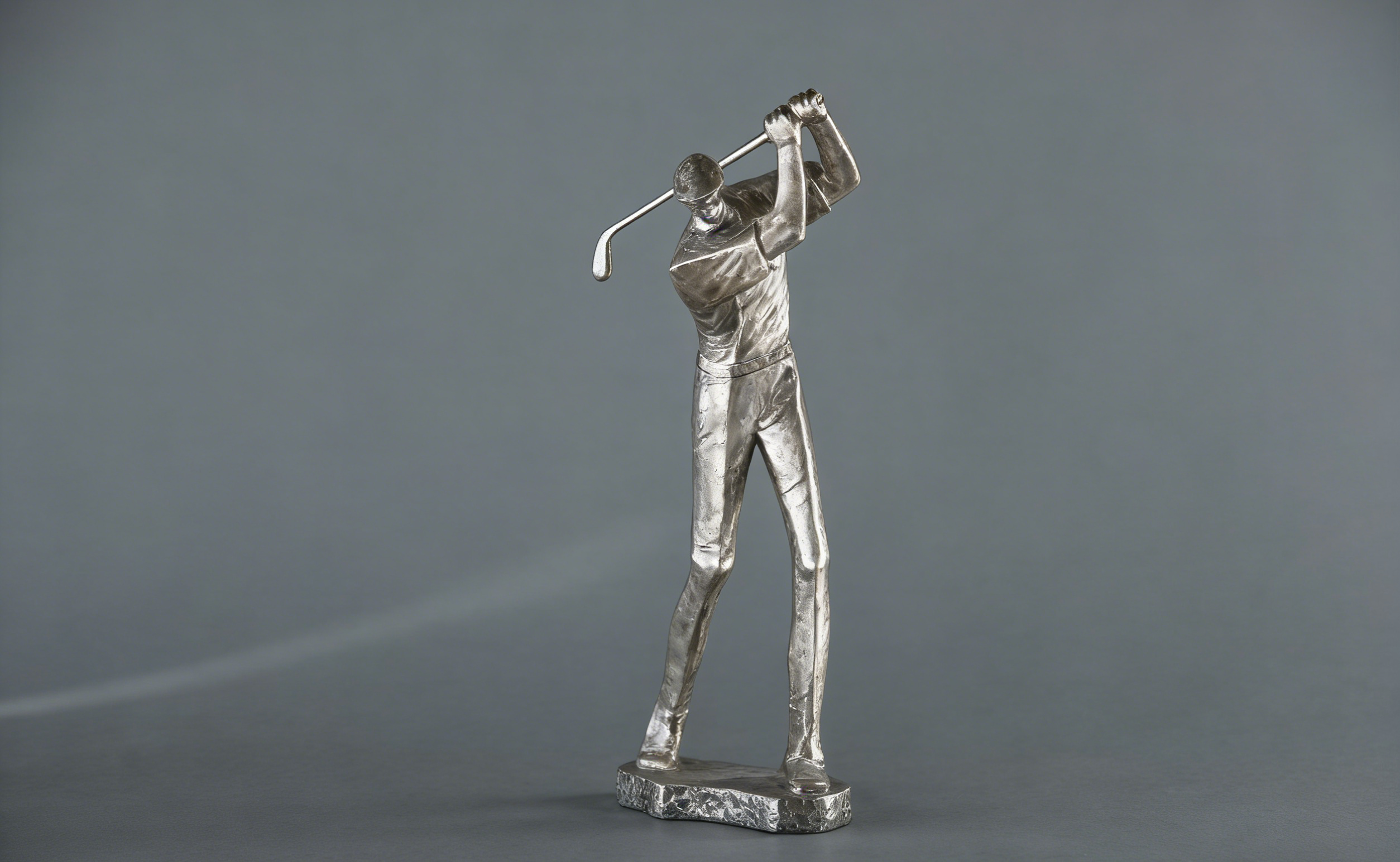 Golfer Swing Sculpture | Silver-Tone Golf Player Statue | Modern Home & Office Decor for Golf Enthusiasts