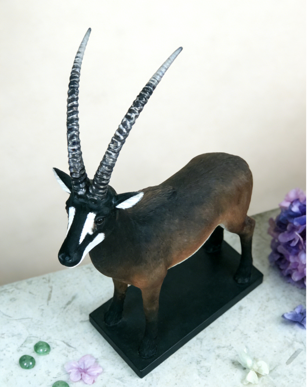 African Antelope Sculpture | Realistic Wildlife Figurine | Rustic Safari-Inspired Home Decor