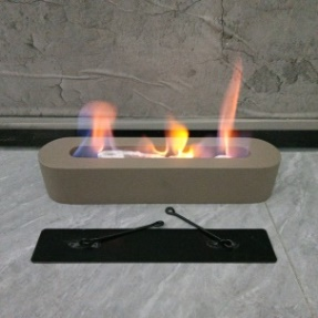 Modern Low-Profile Concrete Fire Bowl（no alcohol） – Portable Tabletop Fire Pit with Cotton Wick