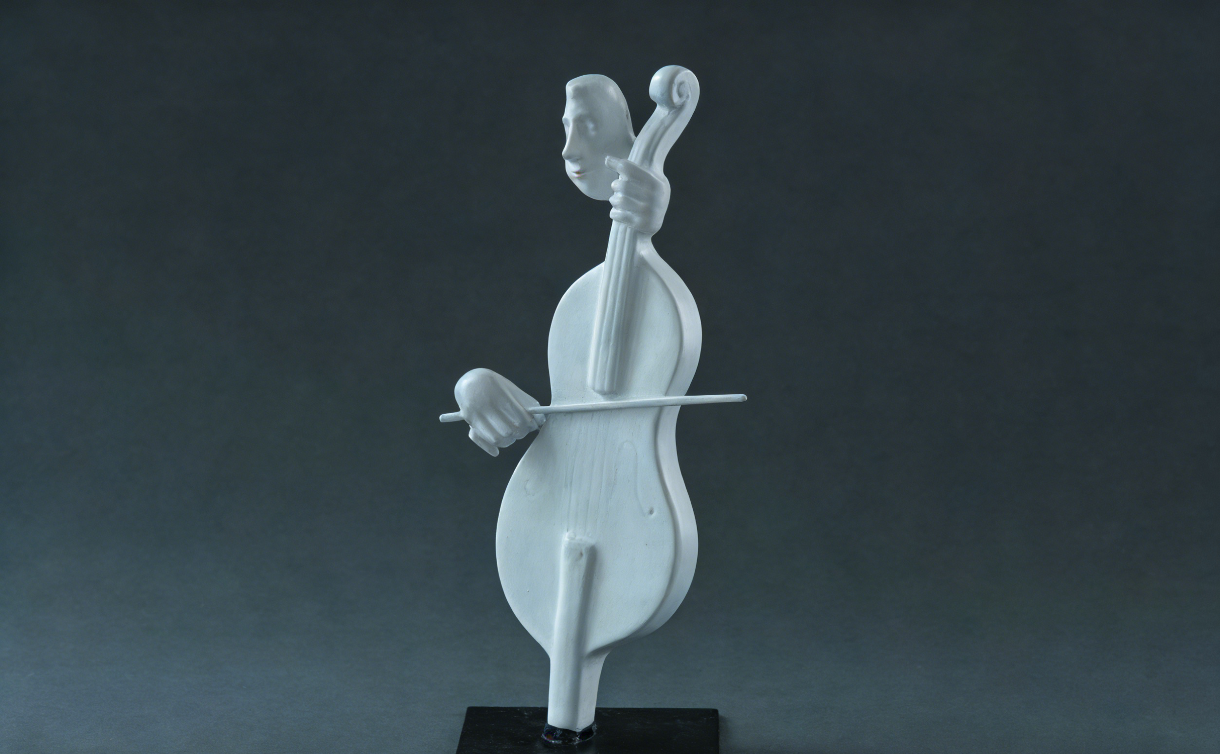 Minimalist Cello Player Sculpture | White Musician Figurine | Modern Art Decor for Home & Office