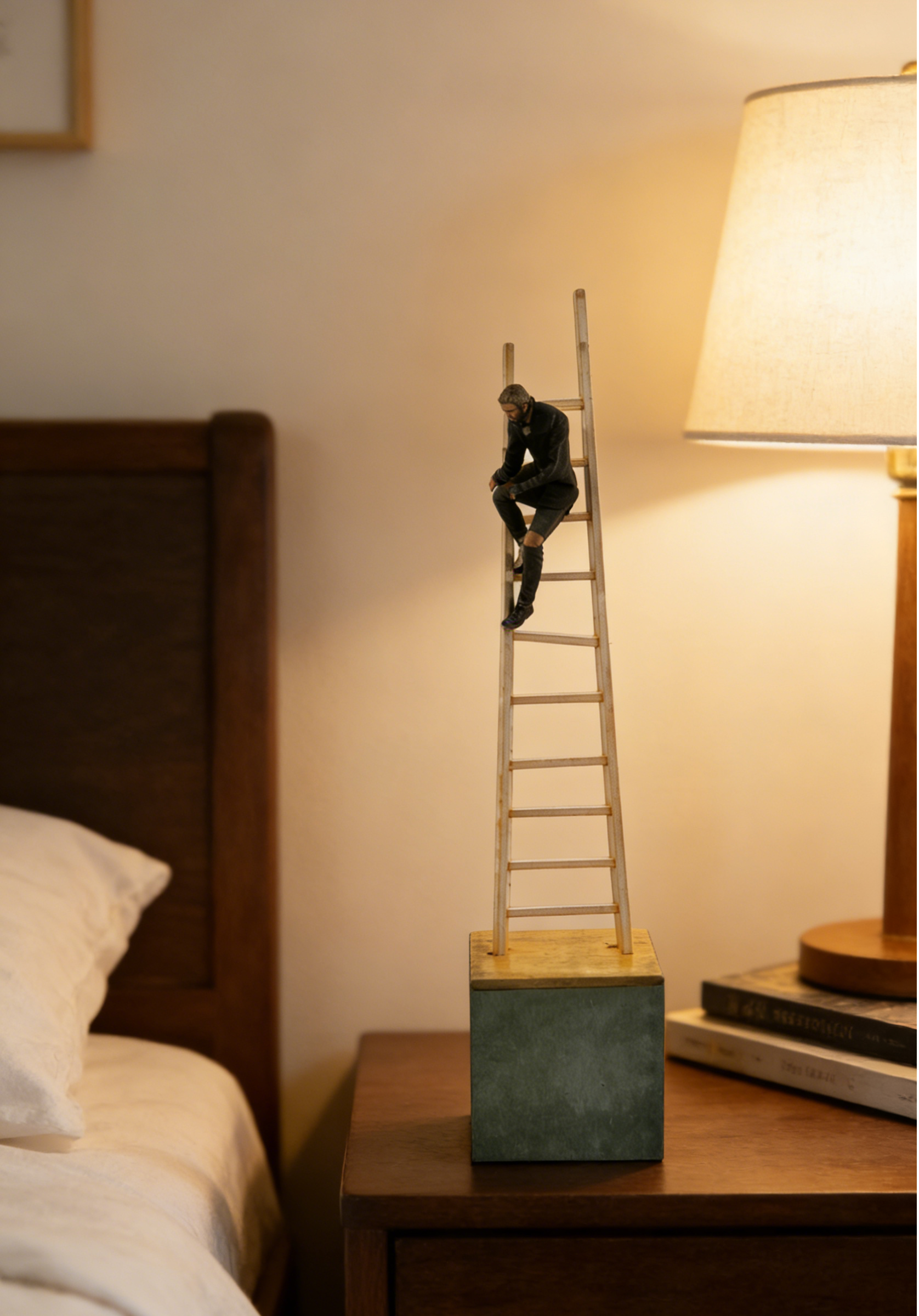 Man on Ladder Figurine Sculpture | 8.5×8.5×40.5 CM | Modern Art Home Decor 🪜