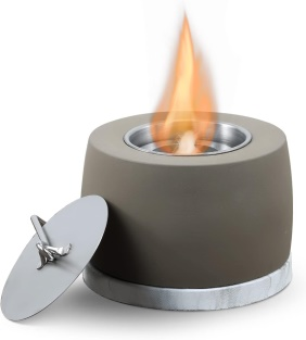 Heart Soars Tabletop Fire Bowl（no alcohol）, Concrete Alcohol Burner with Stainless Steel Lid, 15.6 x 15.6 x 16 cm, Desktop Fireplace with Cotton Wick and Extinguisher