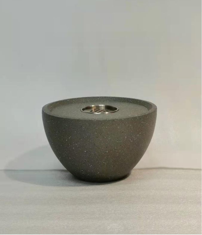 Heart Soars Tabletop Fire Bowl（no alcohol）, Gray, Magnesium Oxide, 25x25x16 cm, with Burner, Extinguisher, Pebbles, Rain Cover