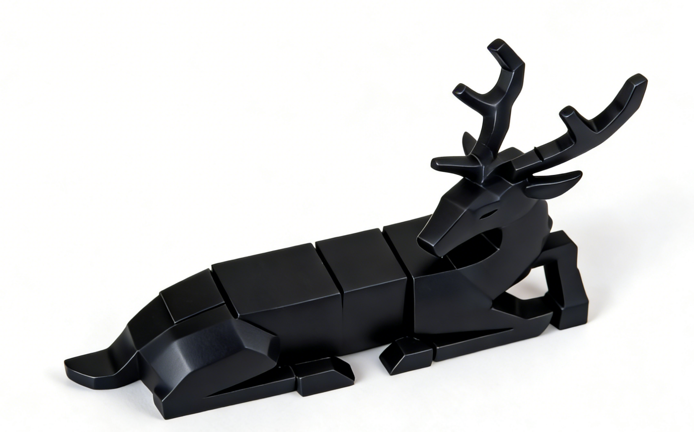 Heart Soars Black Geometric Deer Sculpture, Modern Art Figurine Decor, 26.8 x 8.5 x 25.5 cm