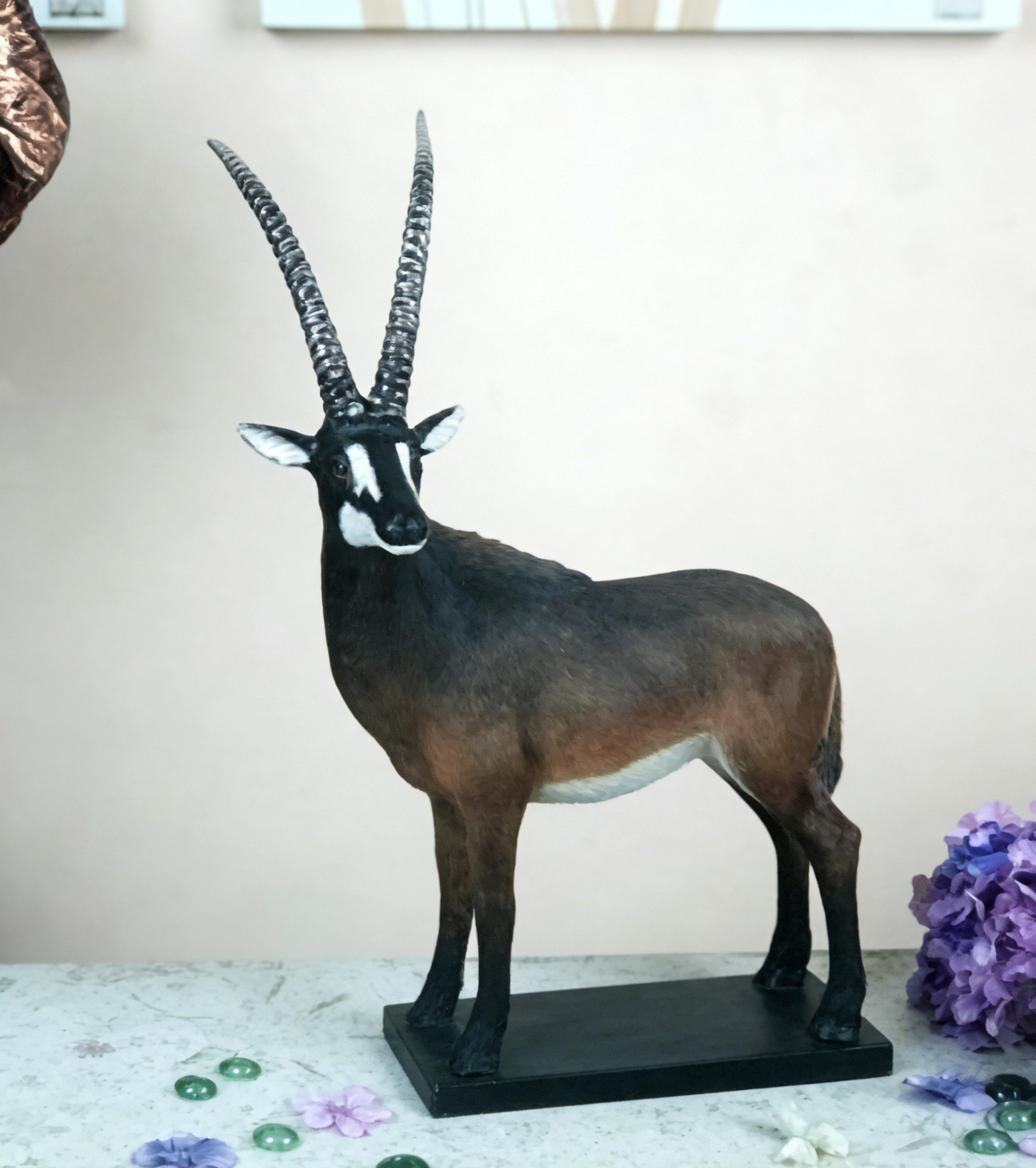 African Antelope Sculpture | Realistic Wildlife Figurine | Rustic Safari-Inspired Home Decor