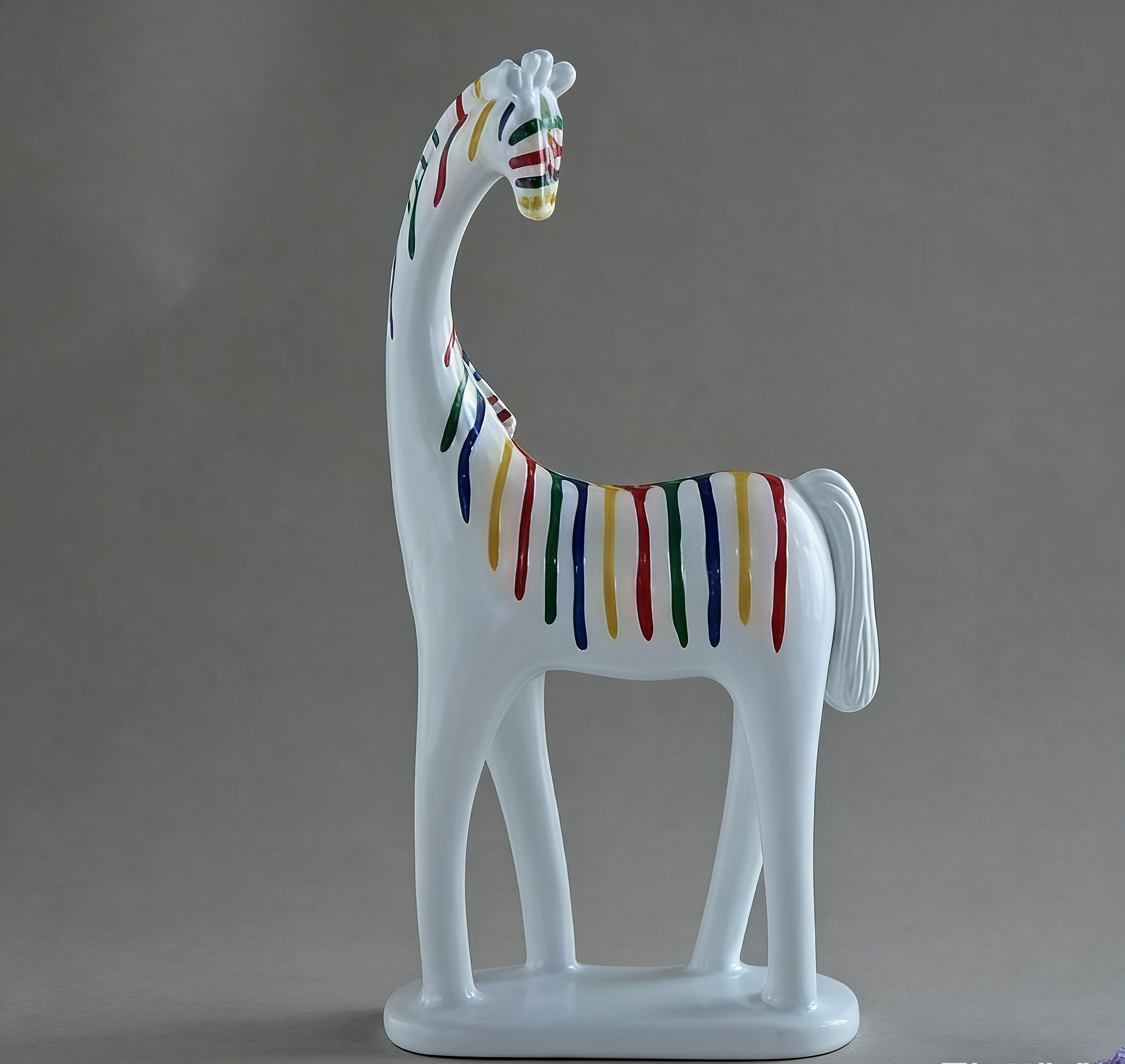 Colorful Zebra Art Figurine | Modern Abstract Animal Sculpture | Rainbow Striped Home Decor for Shelves & Tables