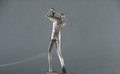 Golfer Swing Sculpture | Silver-Tone Golf Player Statue | Modern Home & Office Decor for Golf Enthusiasts