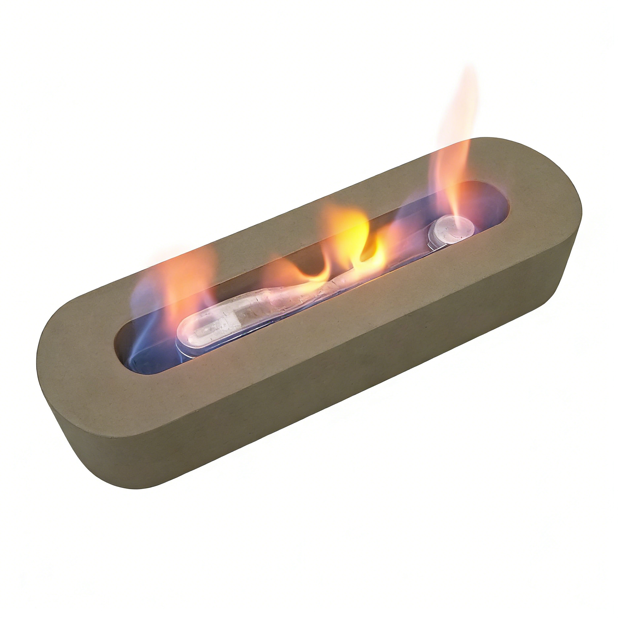 Modern Low-Profile Concrete Fire Bowl（no alcohol） – Portable Tabletop Fire Pit with Cotton Wick