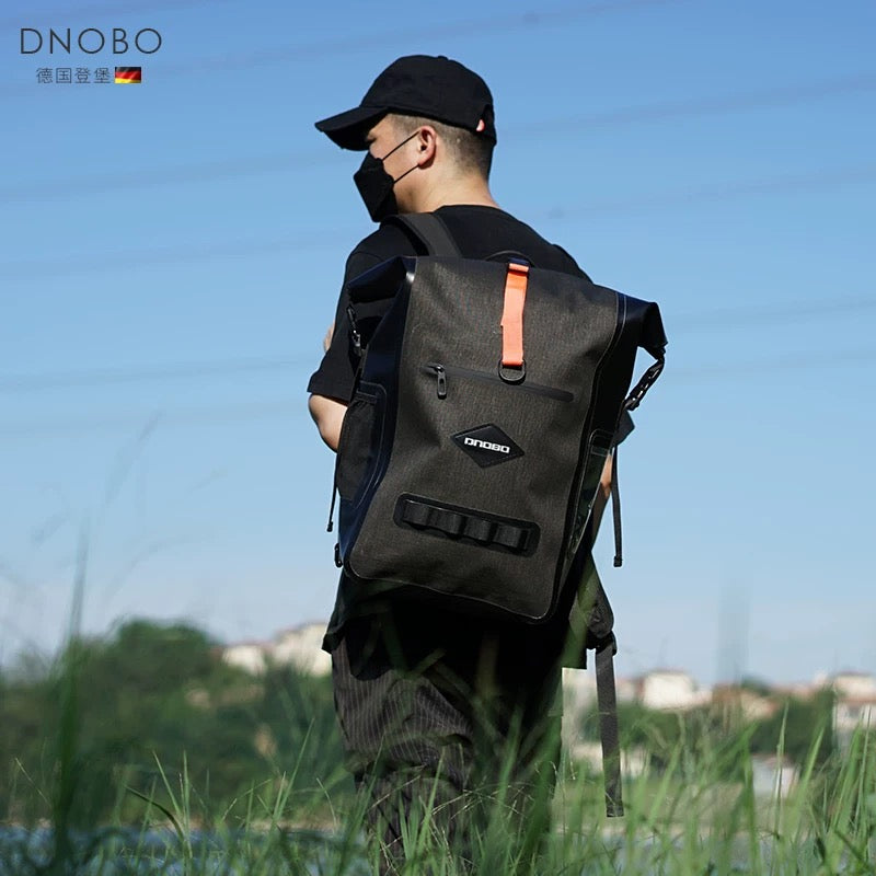 Outdoor Waterproof Backpack, 26L, Lightweight, PVC, Roll-Top Closure, Adjustable Padded Shoulder Straps, for Cycling, Hiking, and Travel