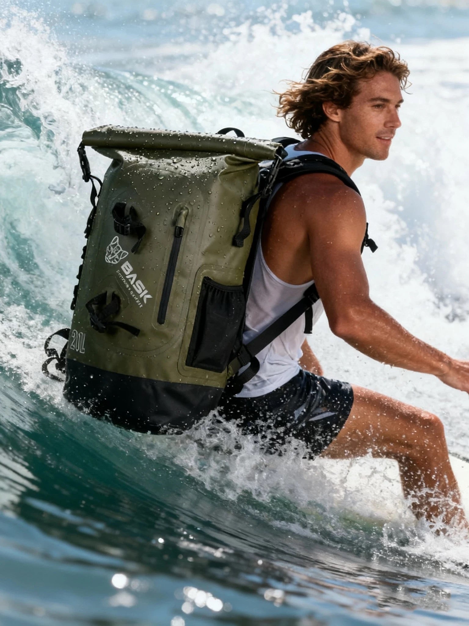 Waterproof Dry Bag Backpack, 20L Large Capacity Roll-Top, for Surfing, Rafting, Kayaking, Swimming, Outdoor Water Sports