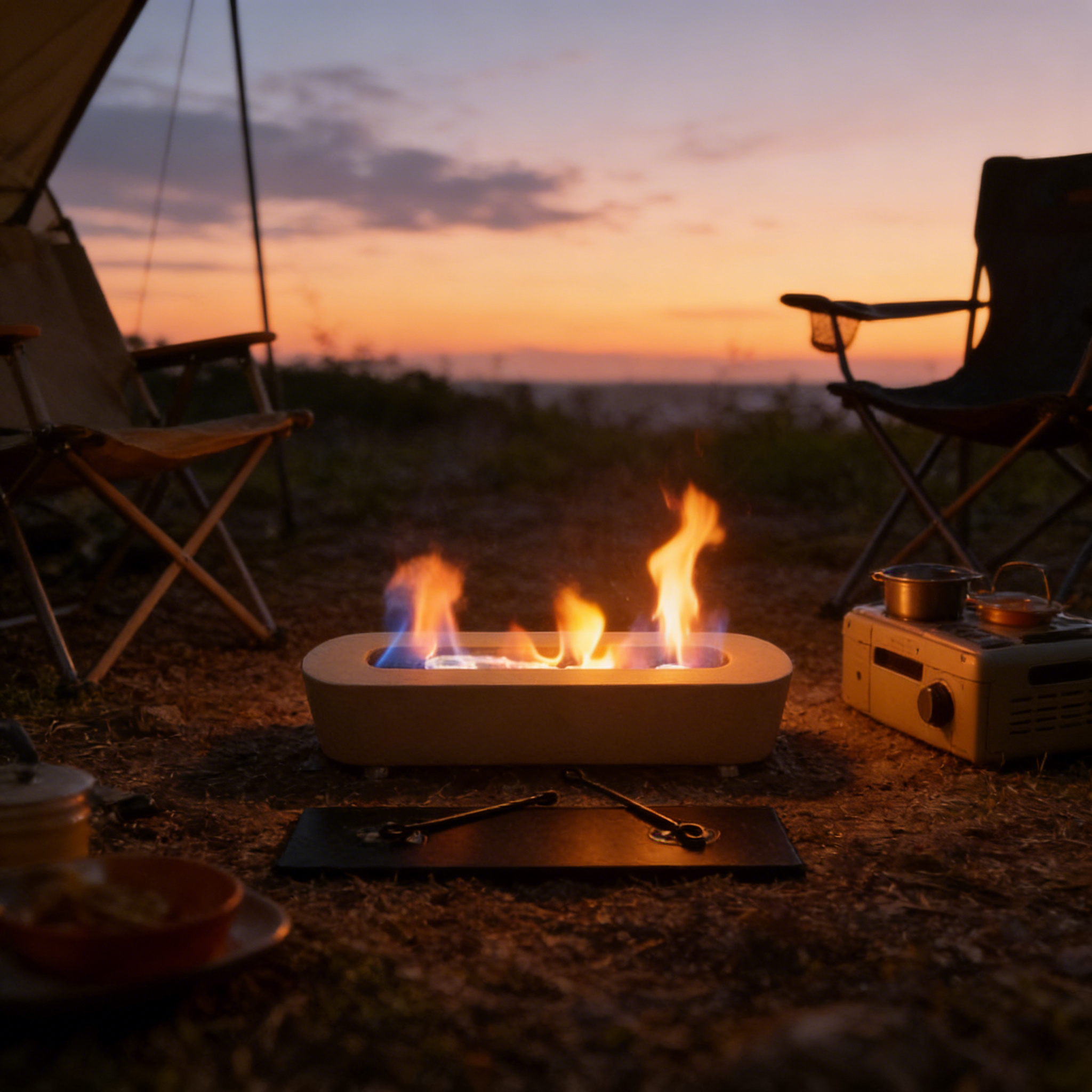 Modern Low-Profile Concrete Fire Bowl（no alcohol） – Portable Tabletop Fire Pit with Cotton Wick