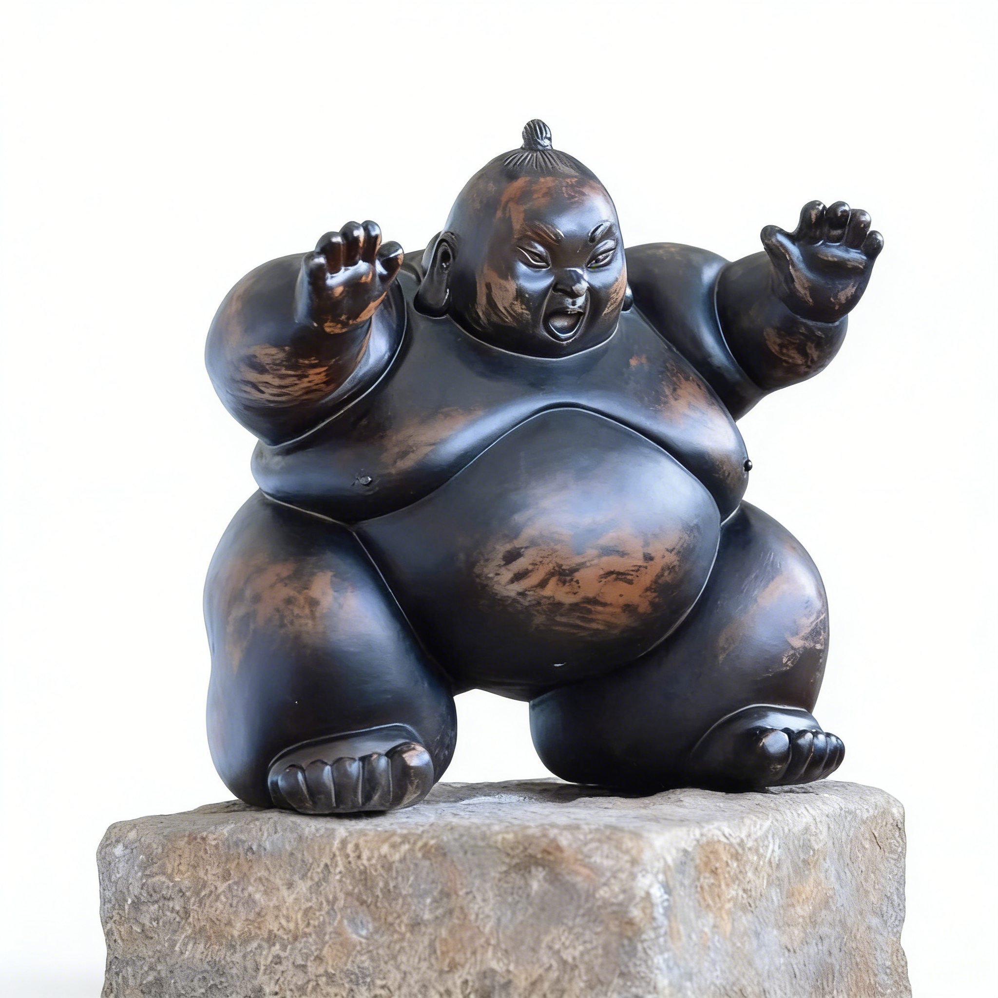 Heart Soars Sumo Wrestler Sculpture Figurine, Bronze Finish, 24x16x23.5 cm Decorative Art Piece