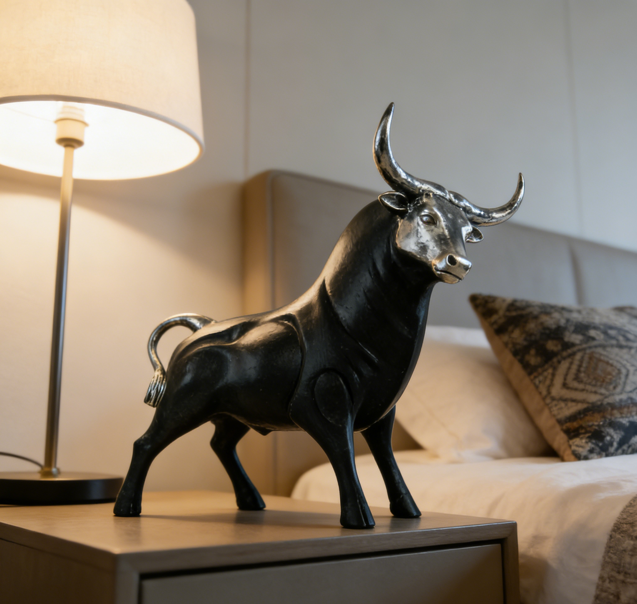 Electroplated Bull Statue | 38×22×26.5 CM | Modern Home & Office Decor ✨