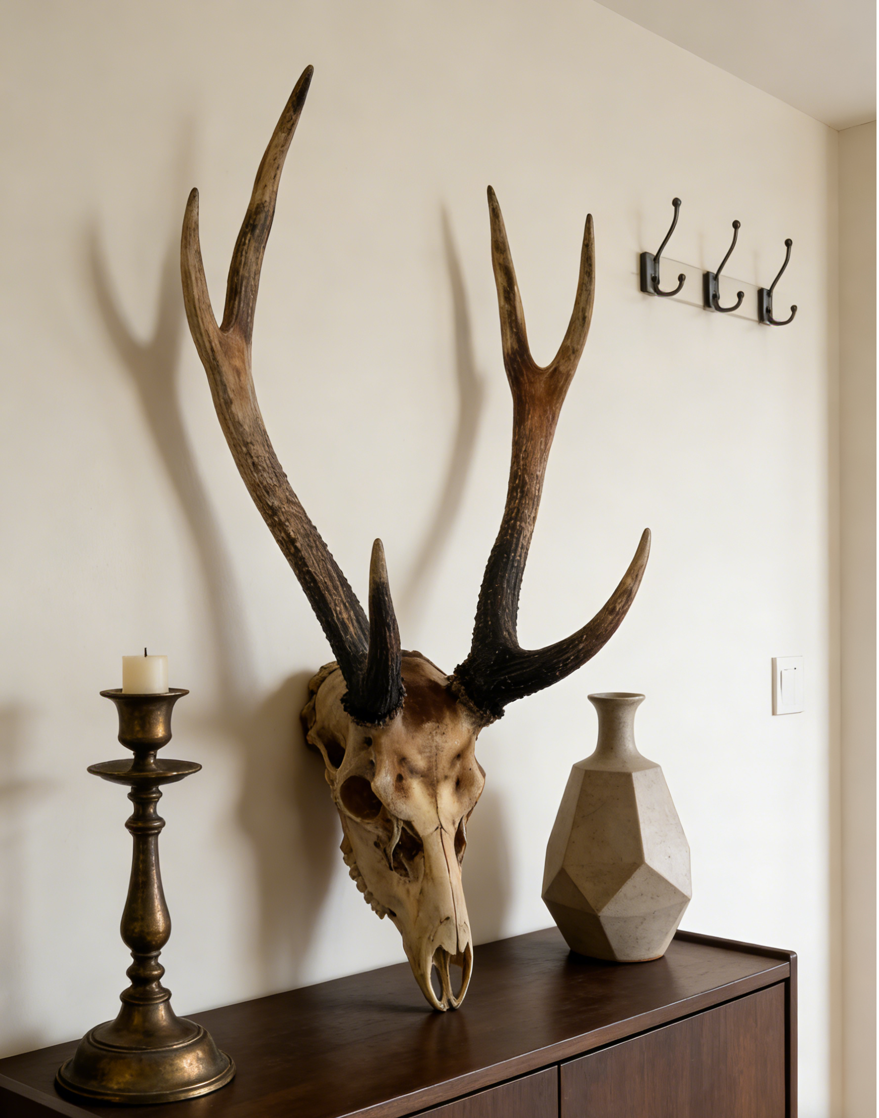 Deer Skull Antler Wall Hanging | 41×23×70.5 CM | Rustic Cabin & Boho Home Decor 🦴