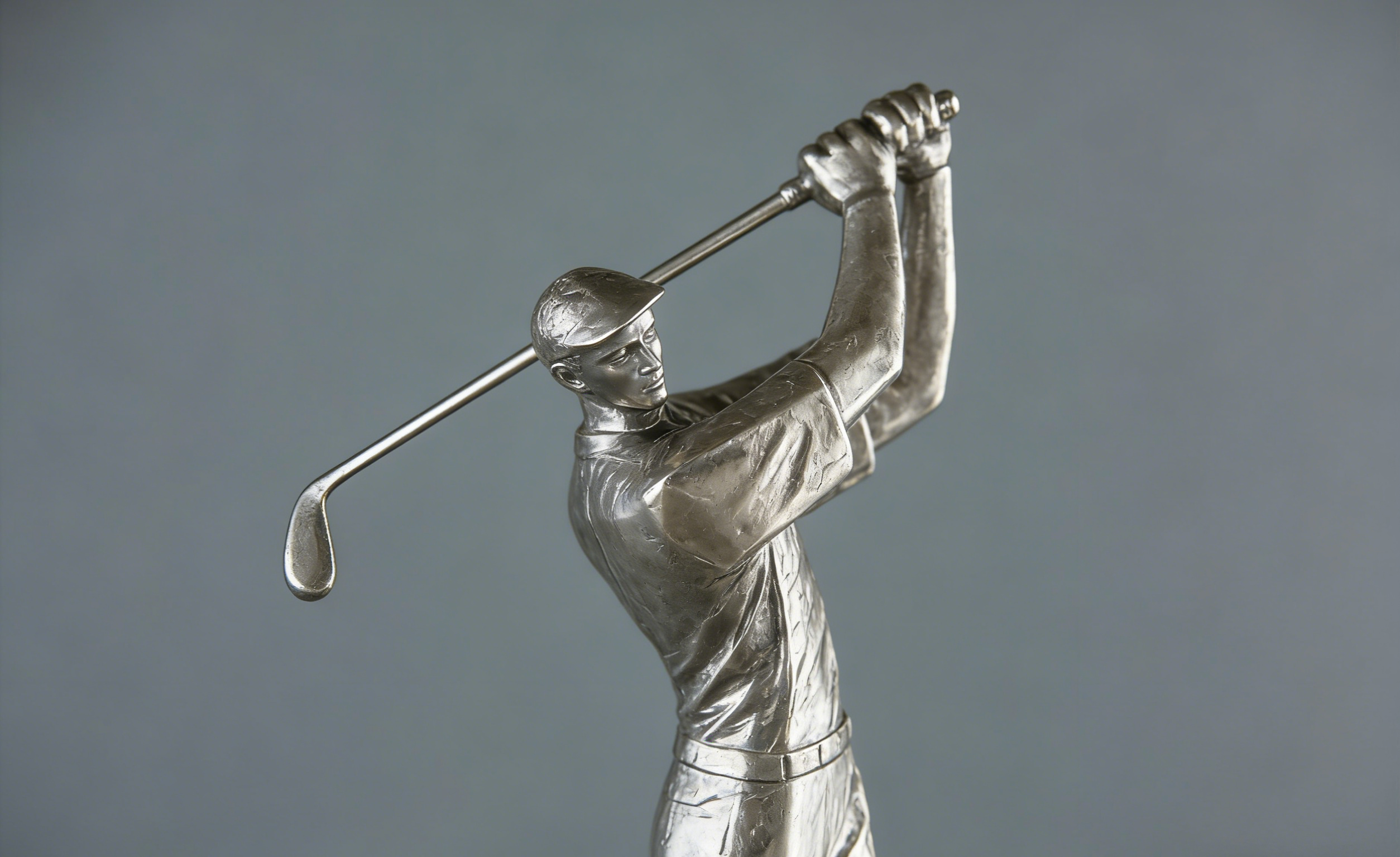 Golfer Swing Sculpture | Silver-Tone Golf Player Statue | Modern Home & Office Decor for Golf Enthusiasts