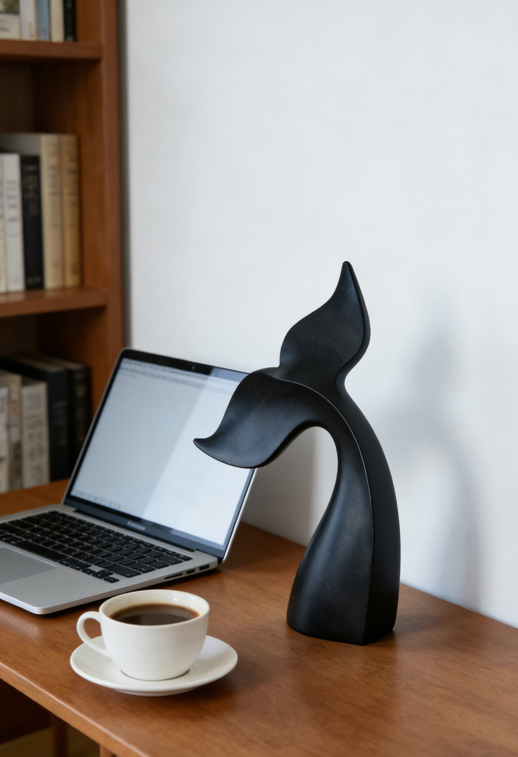 Dolphin Tail Abstract Sculpture | 21×11.5×23.3 CM | Modern Black Home Decor 🖤