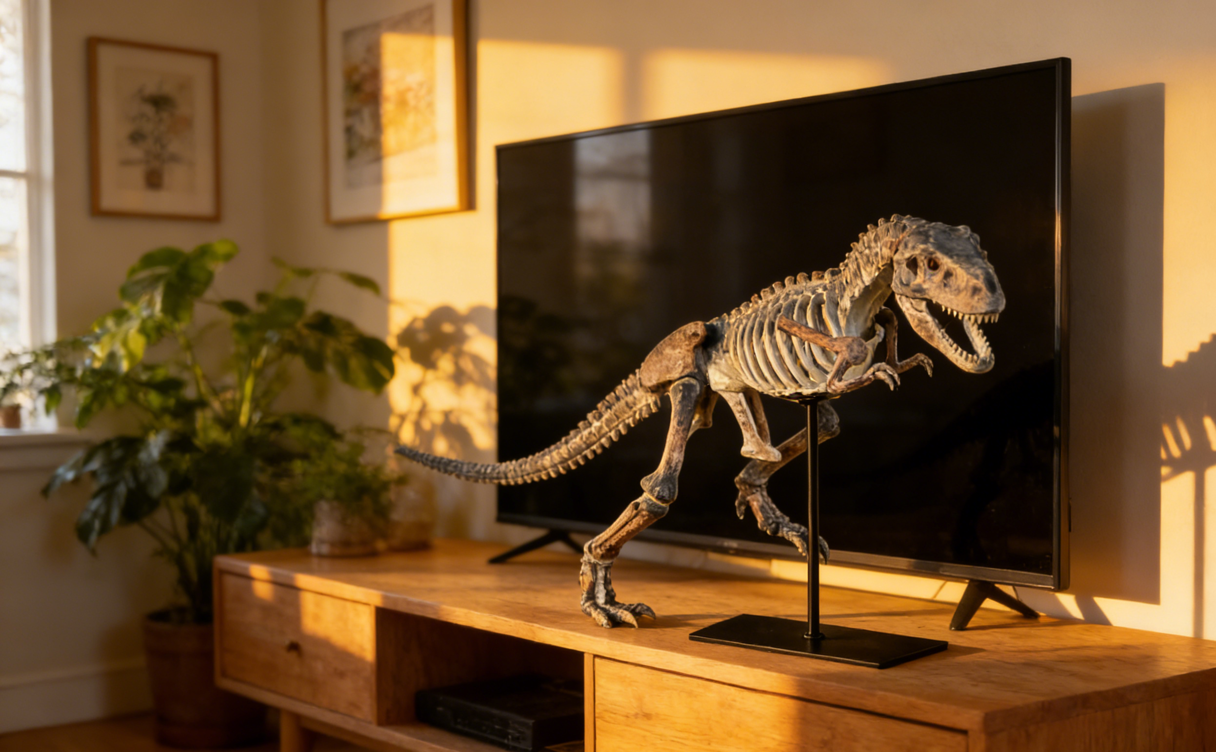 Velociraptor Dinosaur Skeleton Statue | 61×22.5×36 CM | Prehistoric Home Decor 🦴
