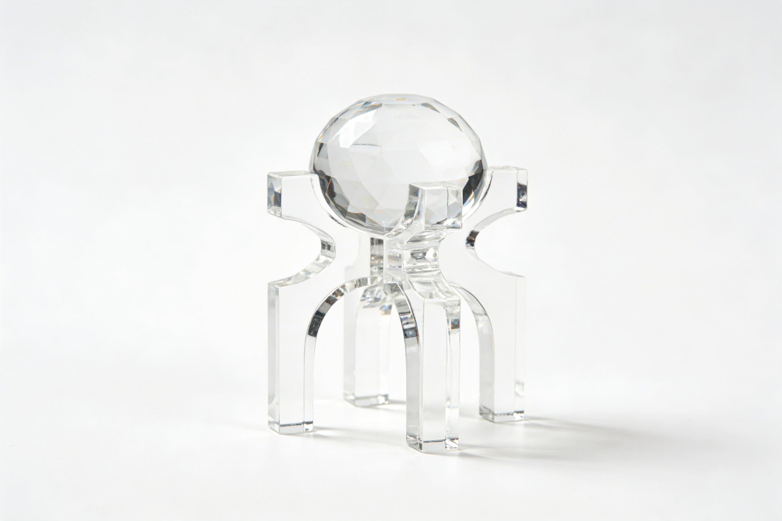 Heart Soars Crystal Ball Sculpture with Four-Legged Stand, Clear Acrylic Decorative Figurine, 4.3x4.3x10.2 Inches