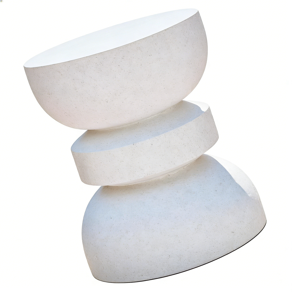 Heart Soars MGO Side Table, Modern Stacked Design, White Speckled Finish, Outdoor Patio Accent Table