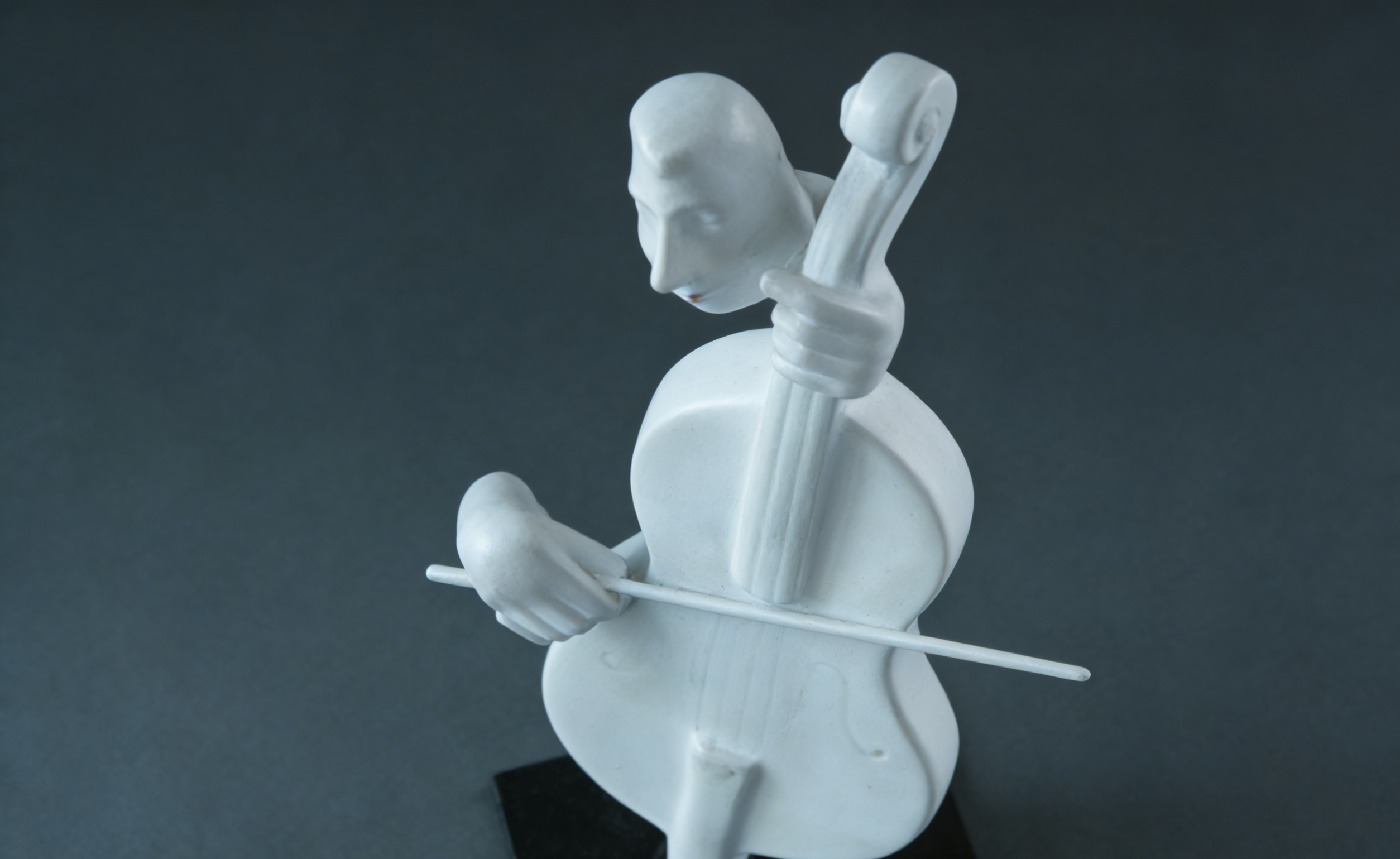Minimalist Cello Player Sculpture | White Musician Figurine | Modern Art Decor for Home & Office