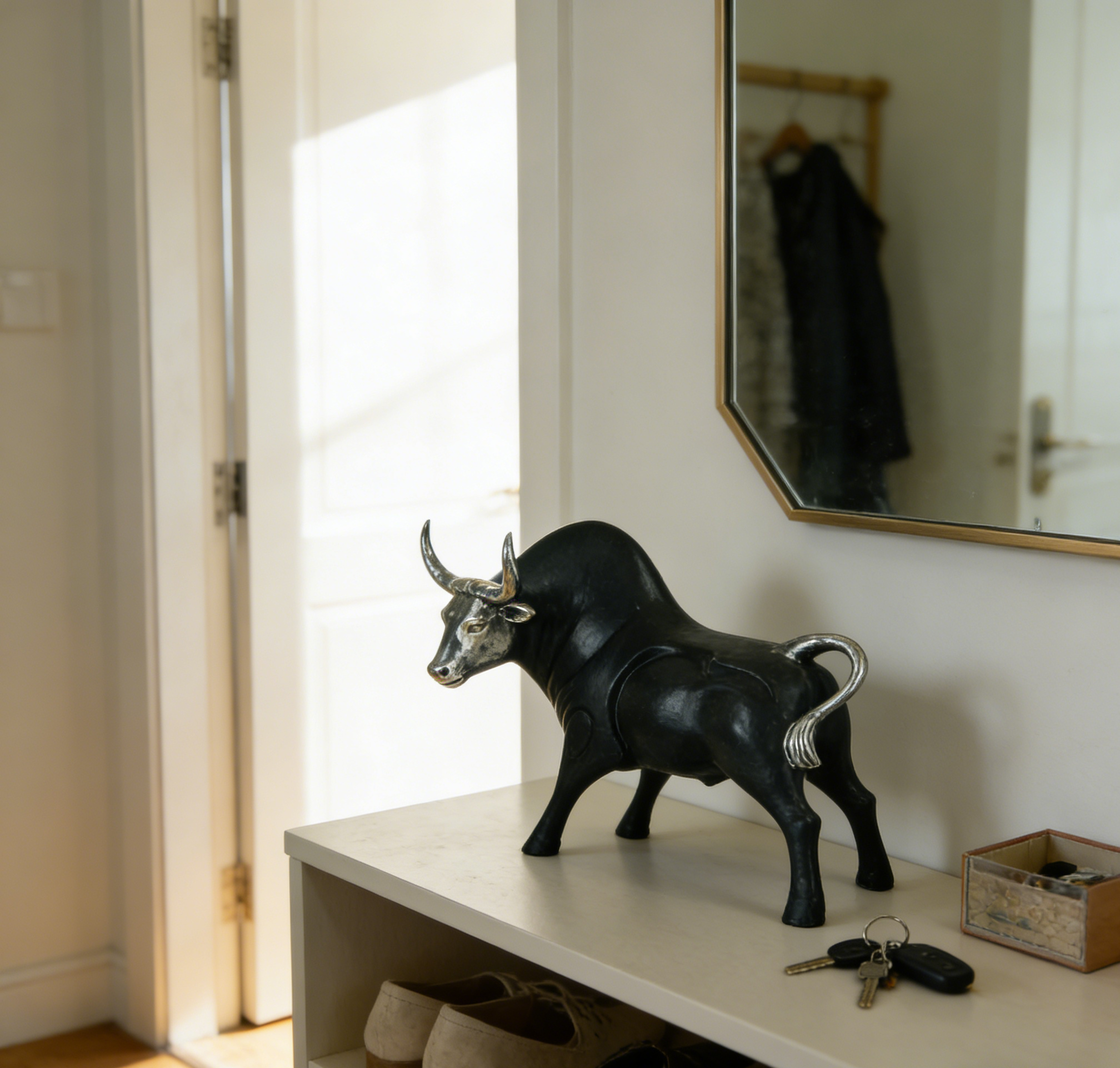 Electroplated Bull Statue | 38×22×26.5 CM | Modern Home & Office Decor ✨