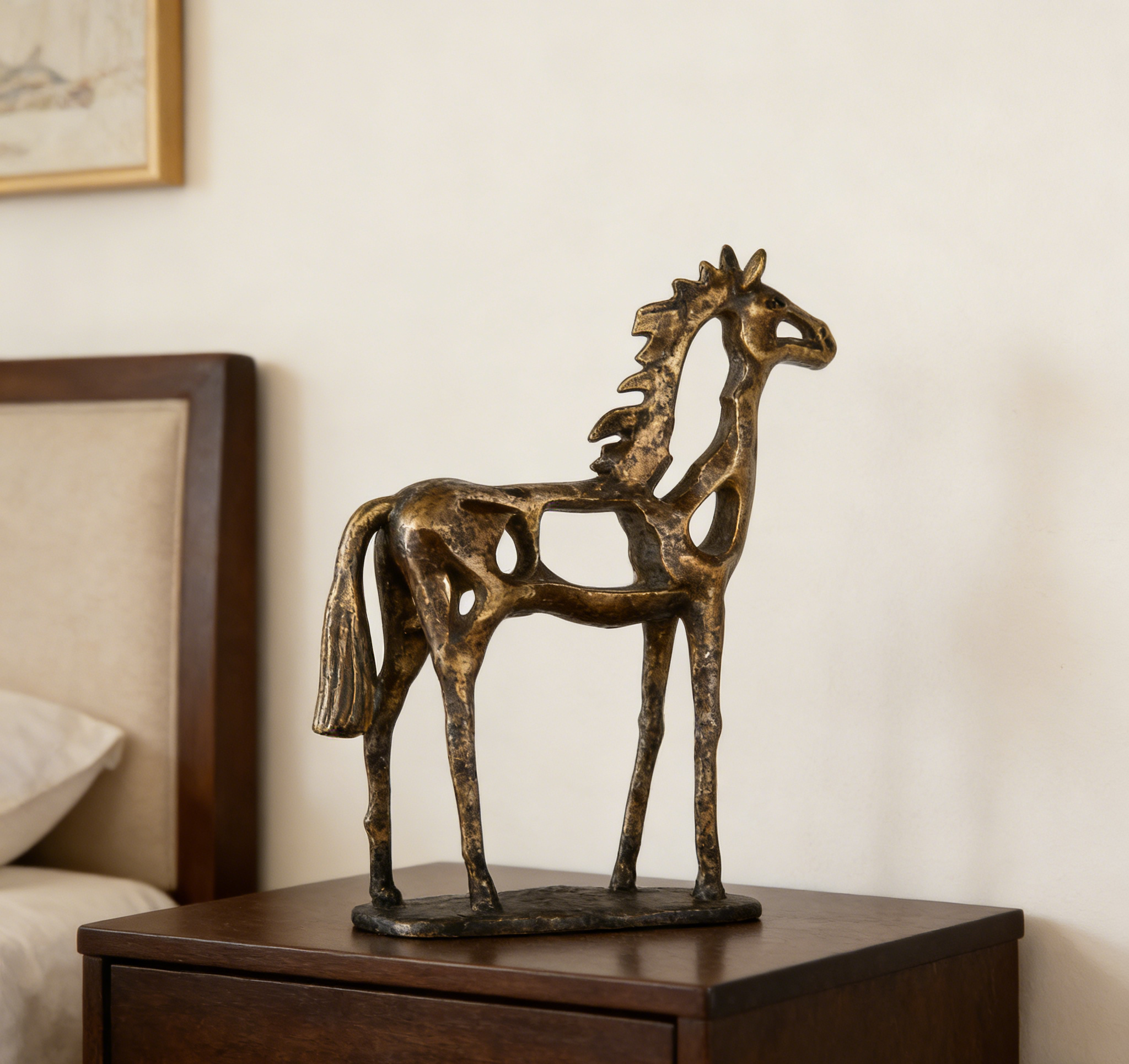 Vintage Gold Cutout Horse Sculpture | 36×9×43 CM | Modern Home Decor ✨