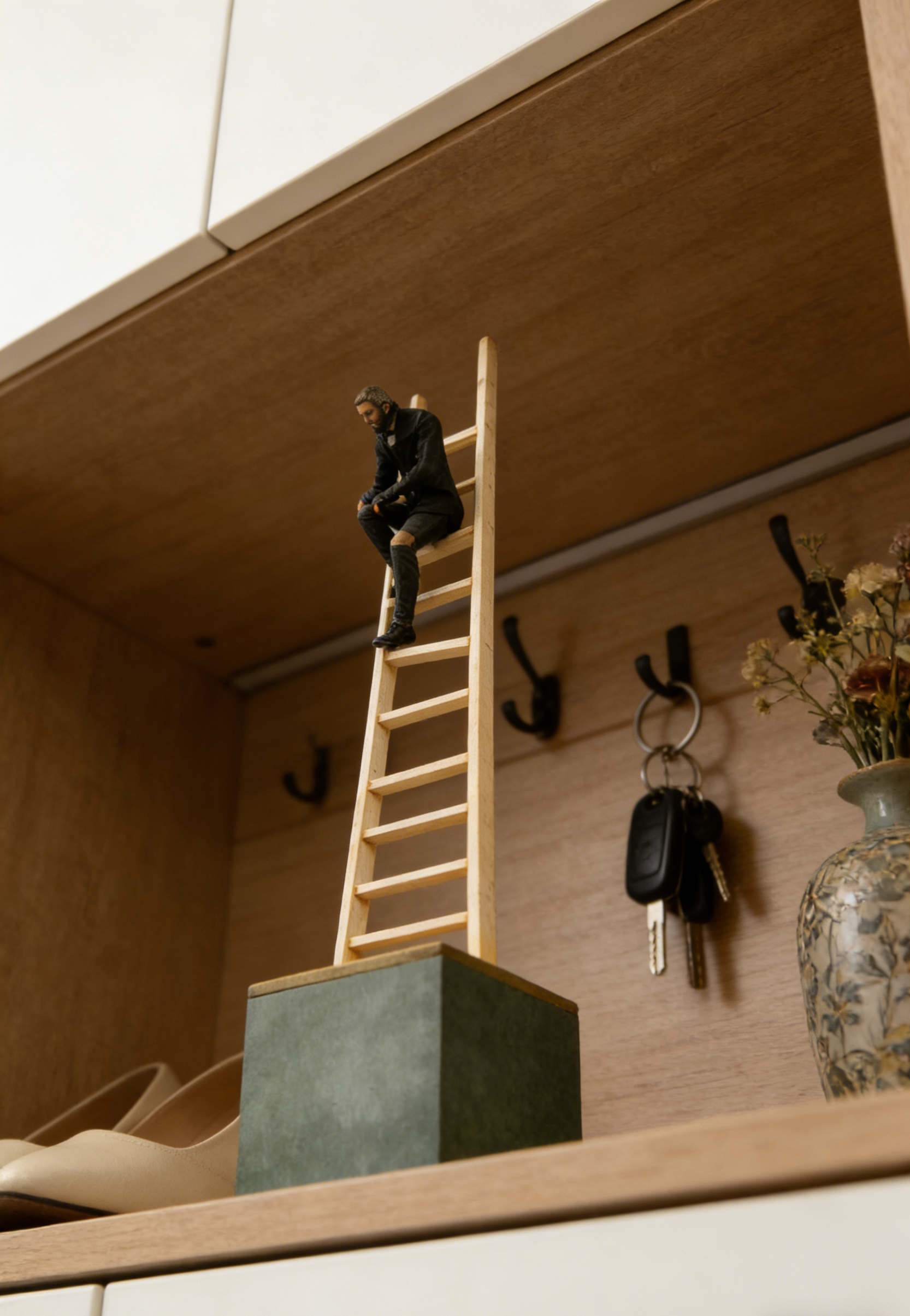 Man on Ladder Figurine Sculpture | 8.5×8.5×40.5 CM | Modern Art Home Decor 🪜