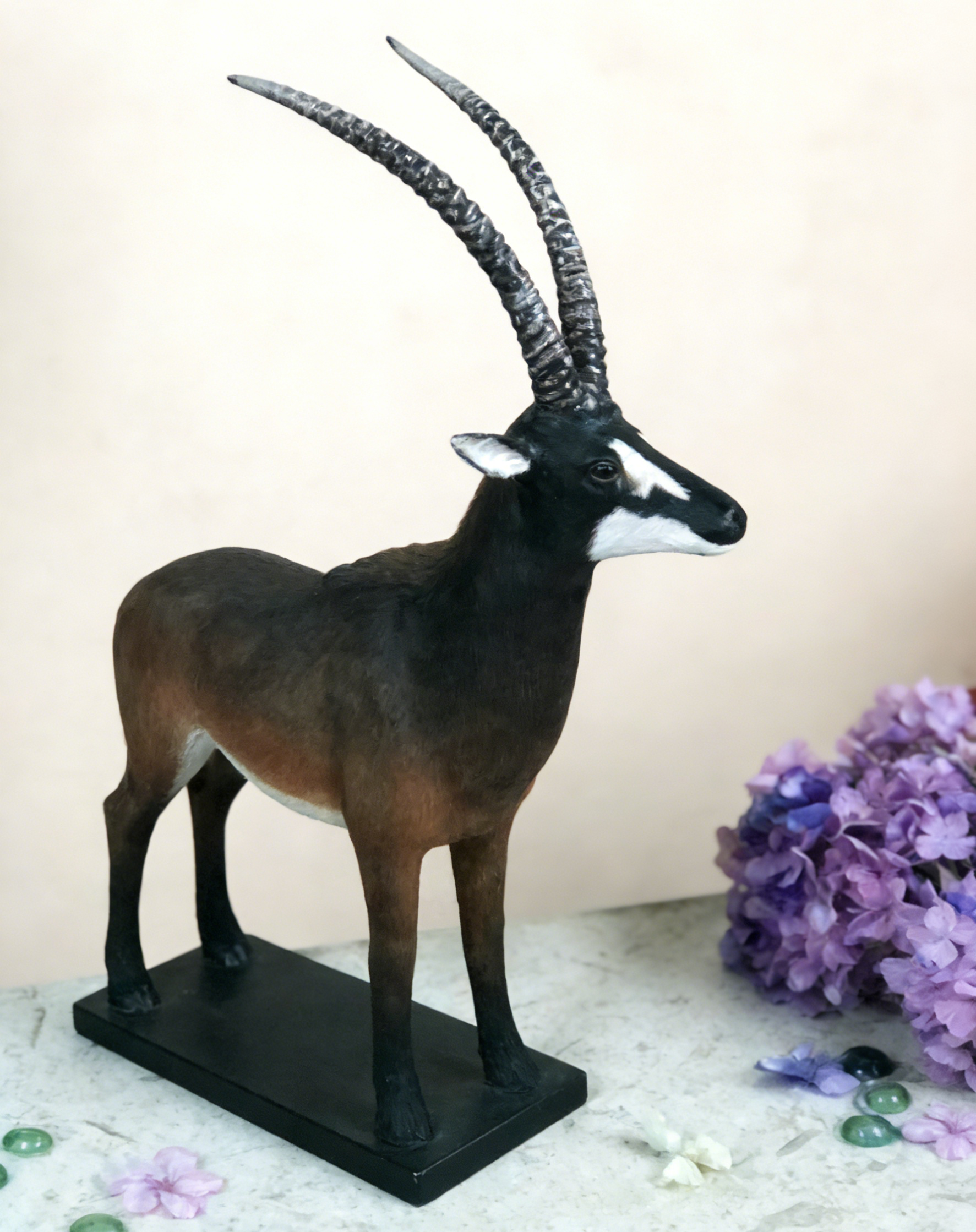 African Antelope Sculpture | Realistic Wildlife Figurine | Rustic Safari-Inspired Home Decor