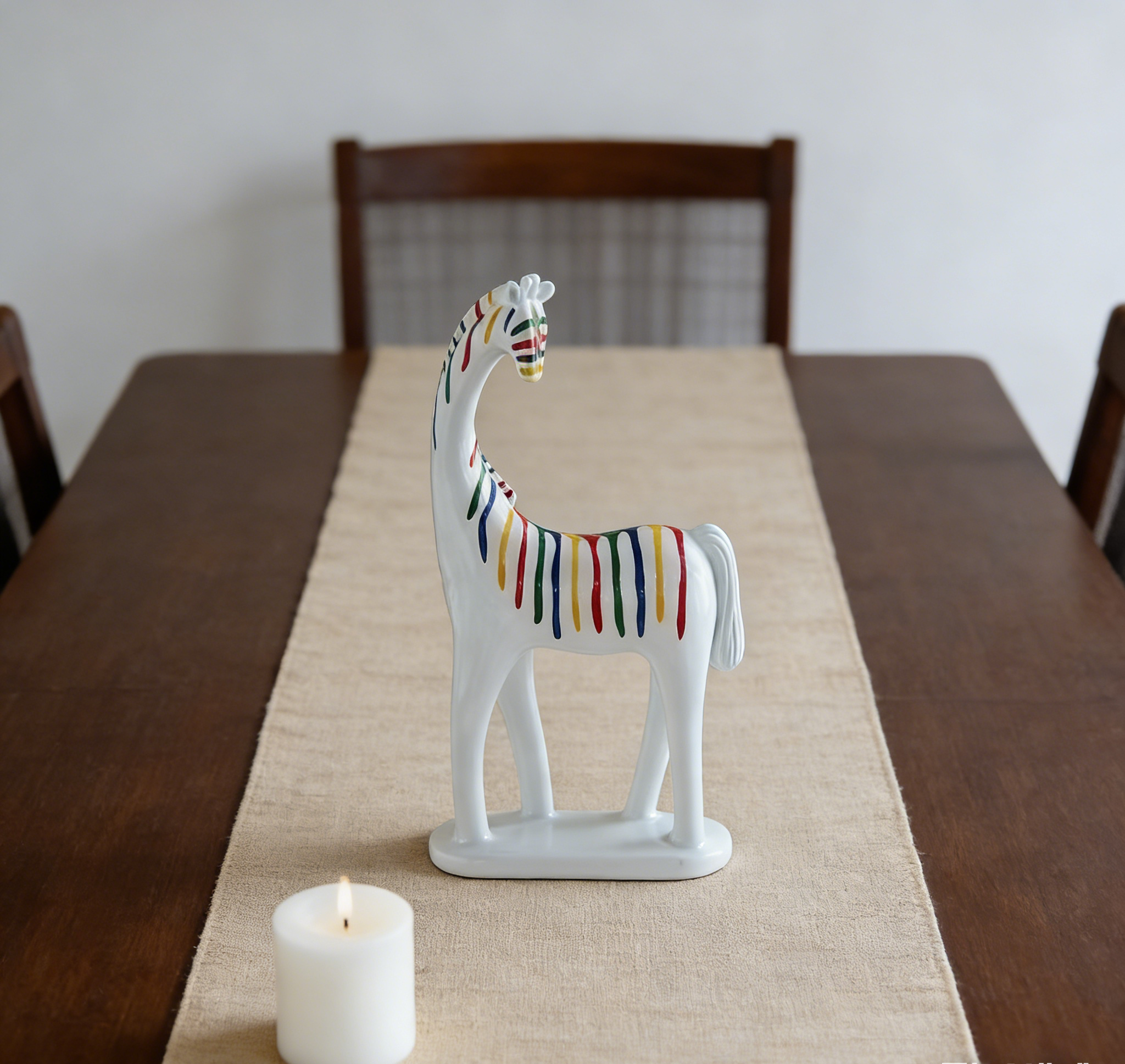 Colorful Zebra Art Figurine | Modern Abstract Animal Sculpture | Rainbow Striped Home Decor for Shelves & Tables