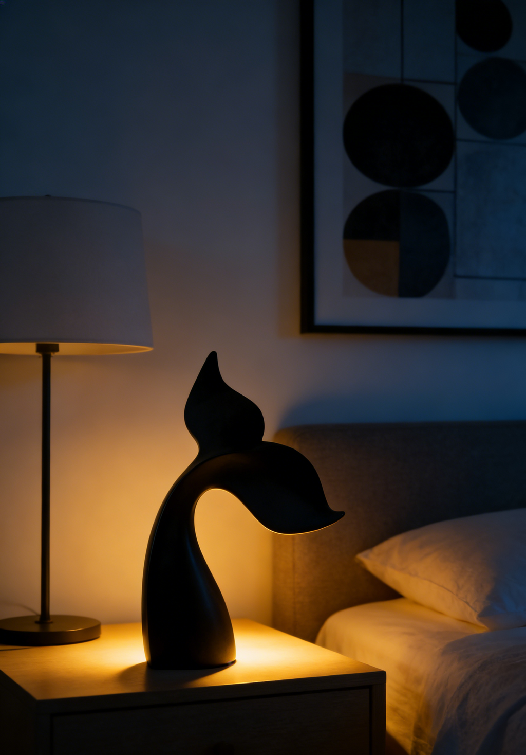 Dolphin Tail Abstract Sculpture | 21×11.5×23.3 CM | Modern Black Home Decor 🖤