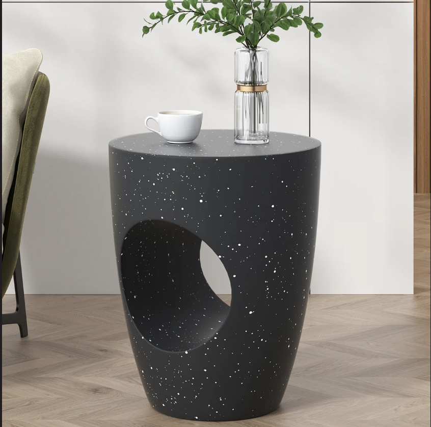 Heart Soars Weatherproof Concrete Side Table – Lightweight Outdoor Accent Table