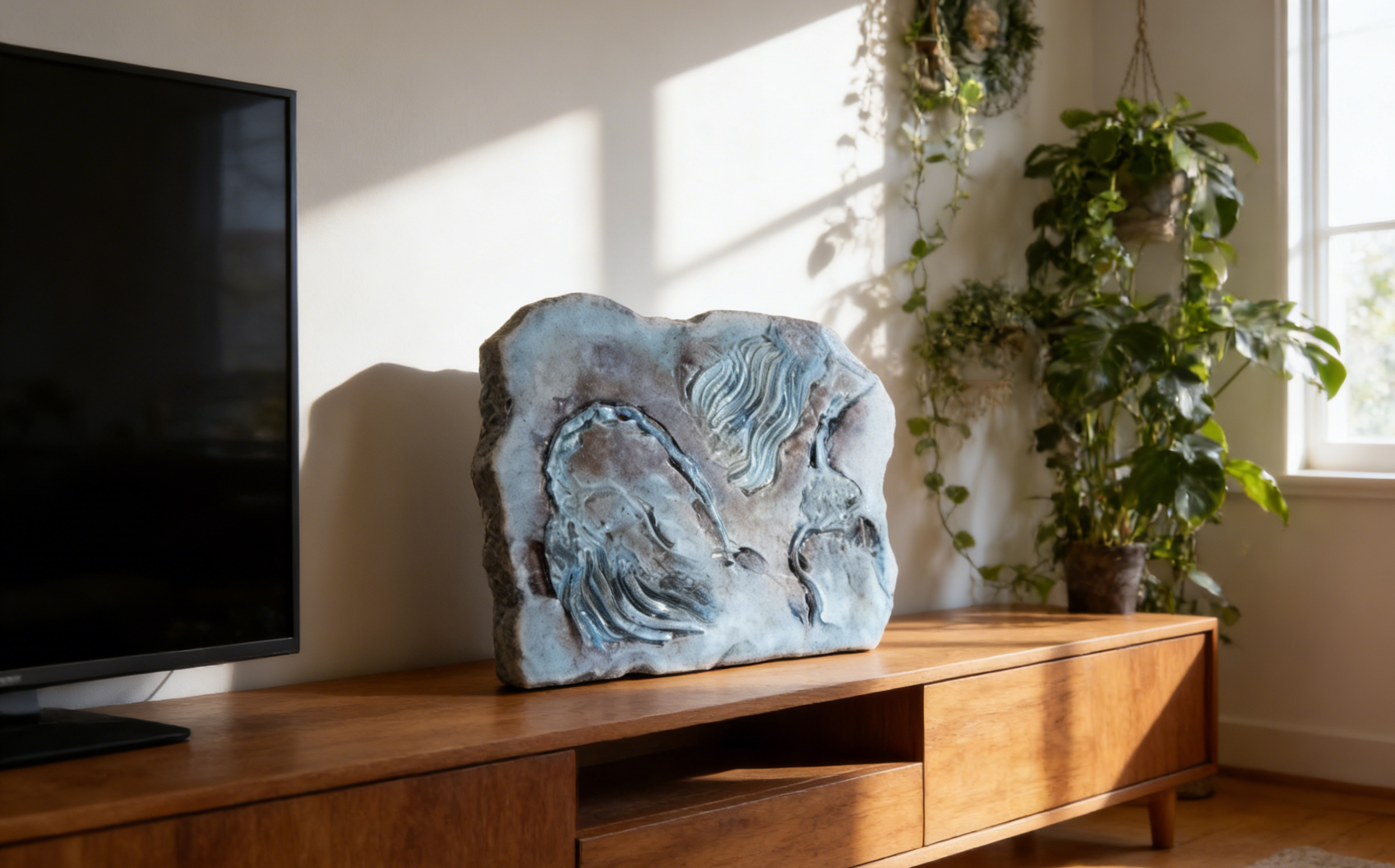 Fossil-Inspired Wall Plaque | 43×5×32.5 CM | Rustic Home Decor Accent 🪨