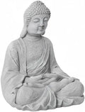 Zen Garden Asian Buddha Statue Outdoor Indoor Yard Decor 20” High Patio Deck Sculptures Magnesium Oxide Stone Grey Home Entryway Hallway