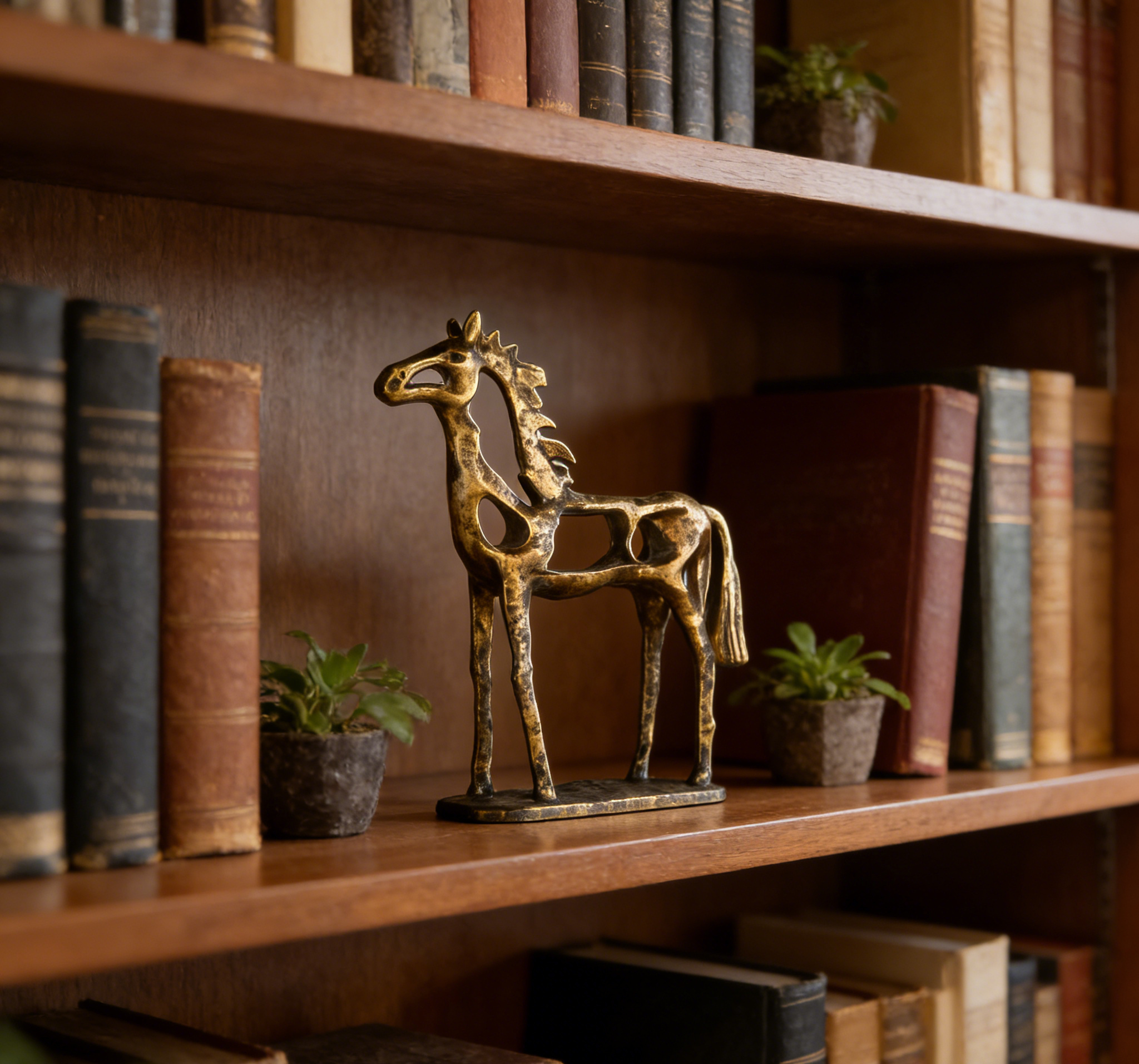 Vintage Gold Cutout Horse Sculpture | 36×9×43 CM | Modern Home Decor ✨